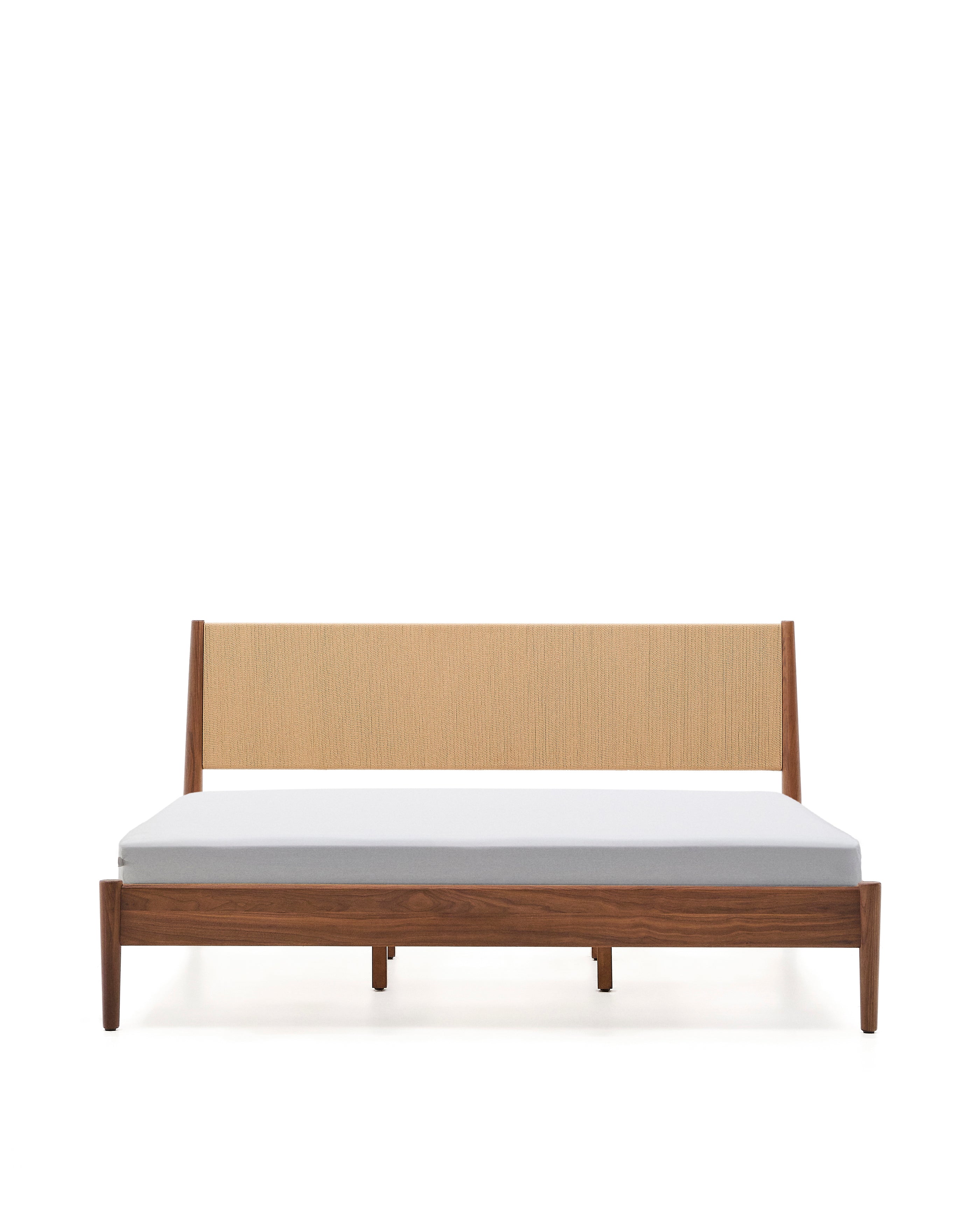 Elan bed in veneer and solid walnut wood with cord mattress 180 x 200 cm FSC Mix Credit - Product Image