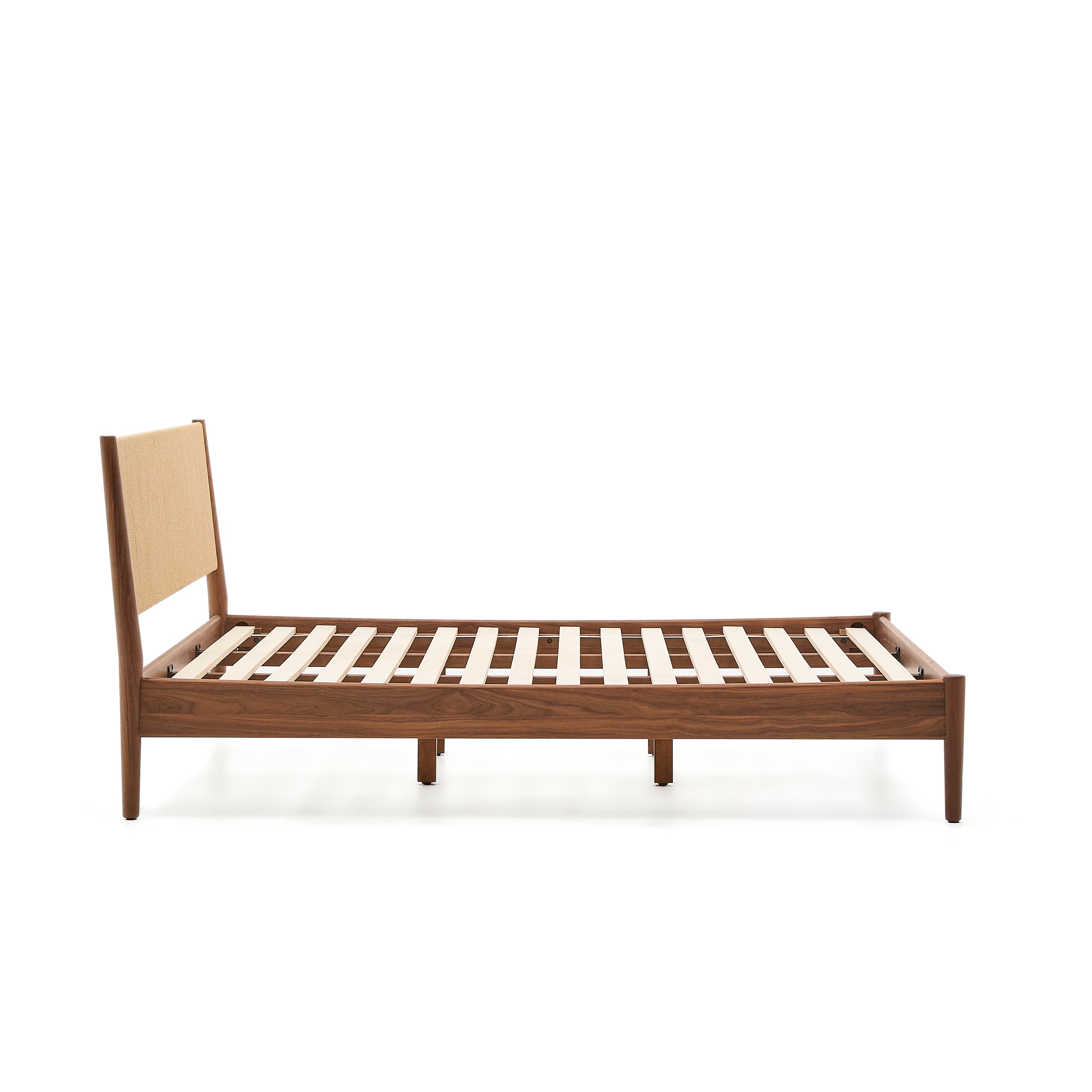 Elan bed in veneer and solid walnut wood with cord mattress 180 x 200 cm FSC Mix Credit - Product Image