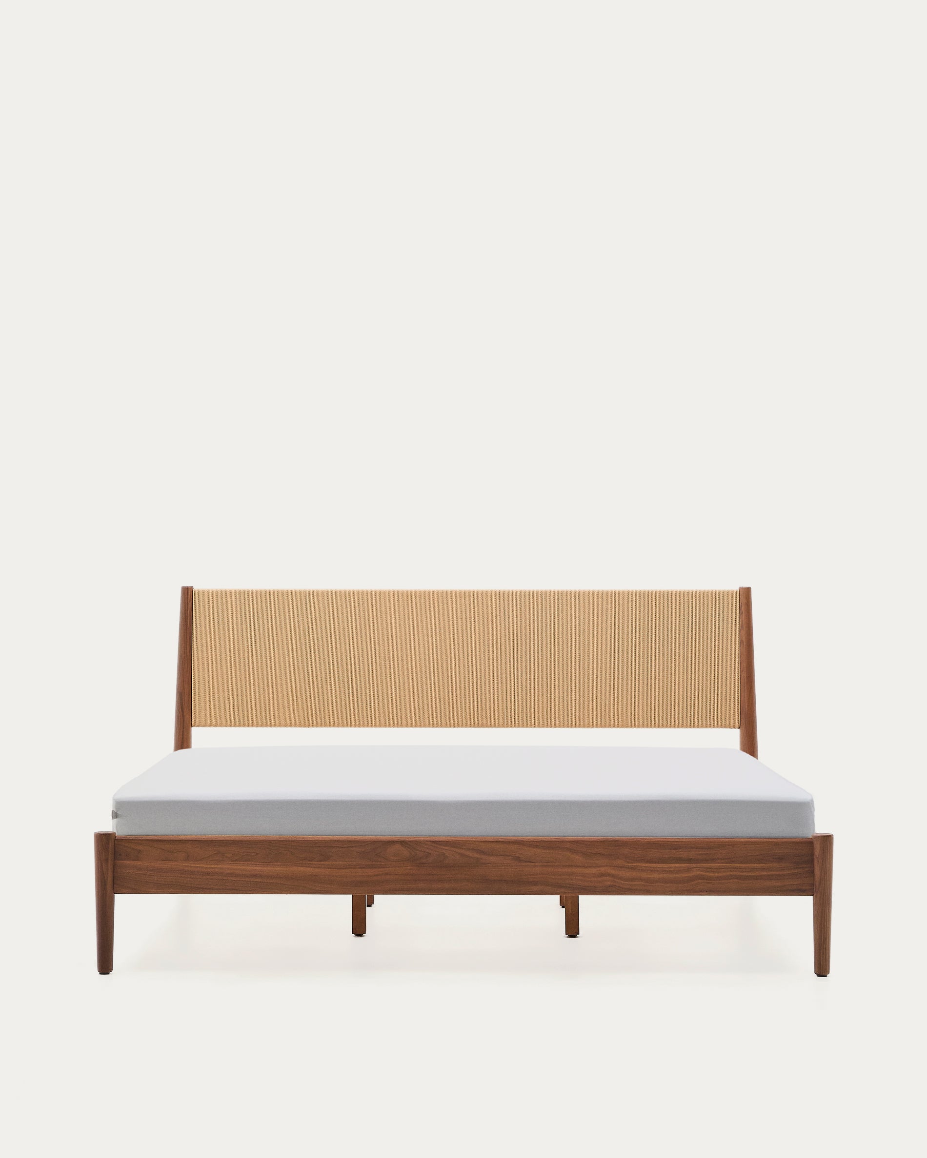 Elan bed in veneer and solid walnut wood with cord mattress 180 x 200 cm FSC Mix Credit - Product View