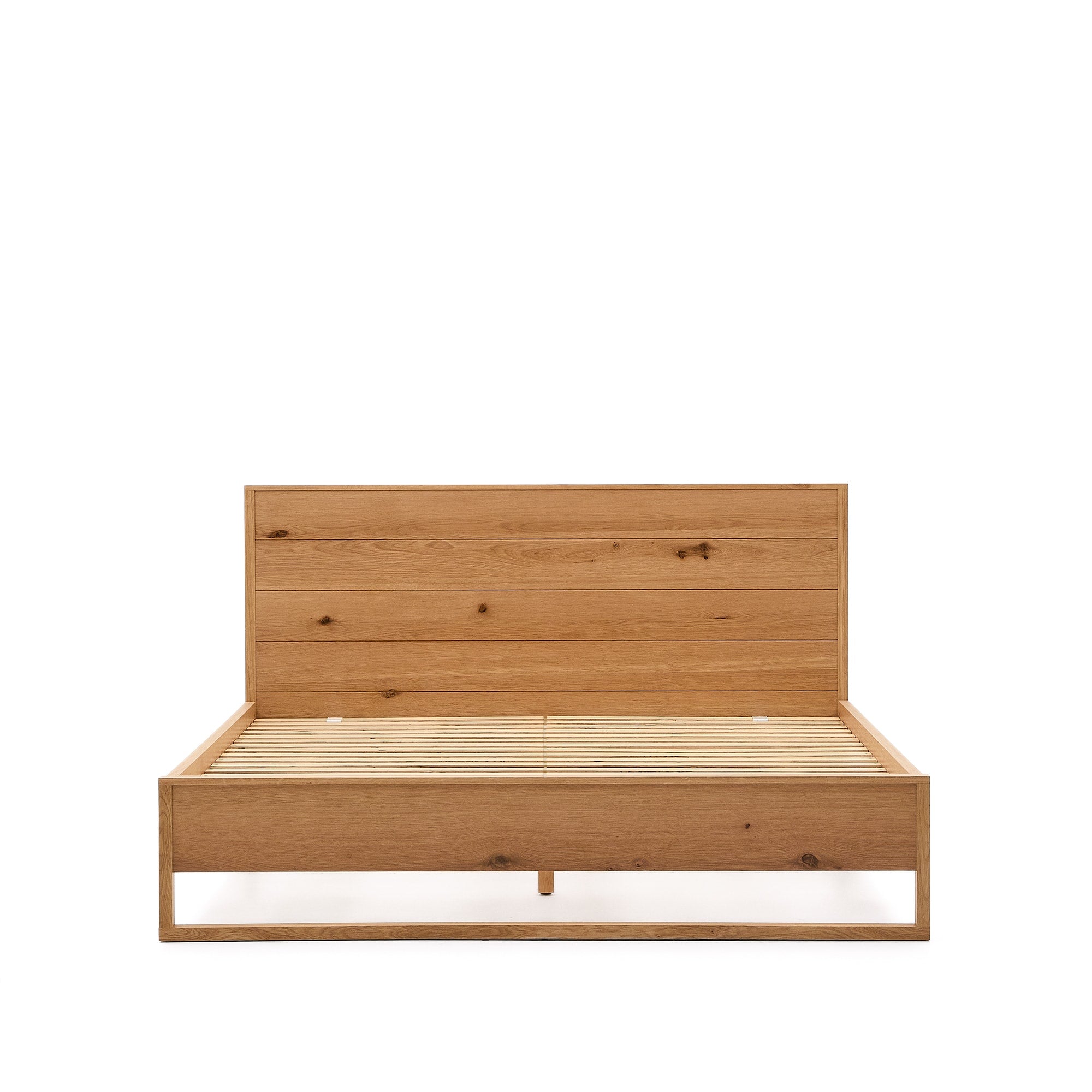 Alguema bed with oak veneer and natural finish for 160 x 200 cm mattress