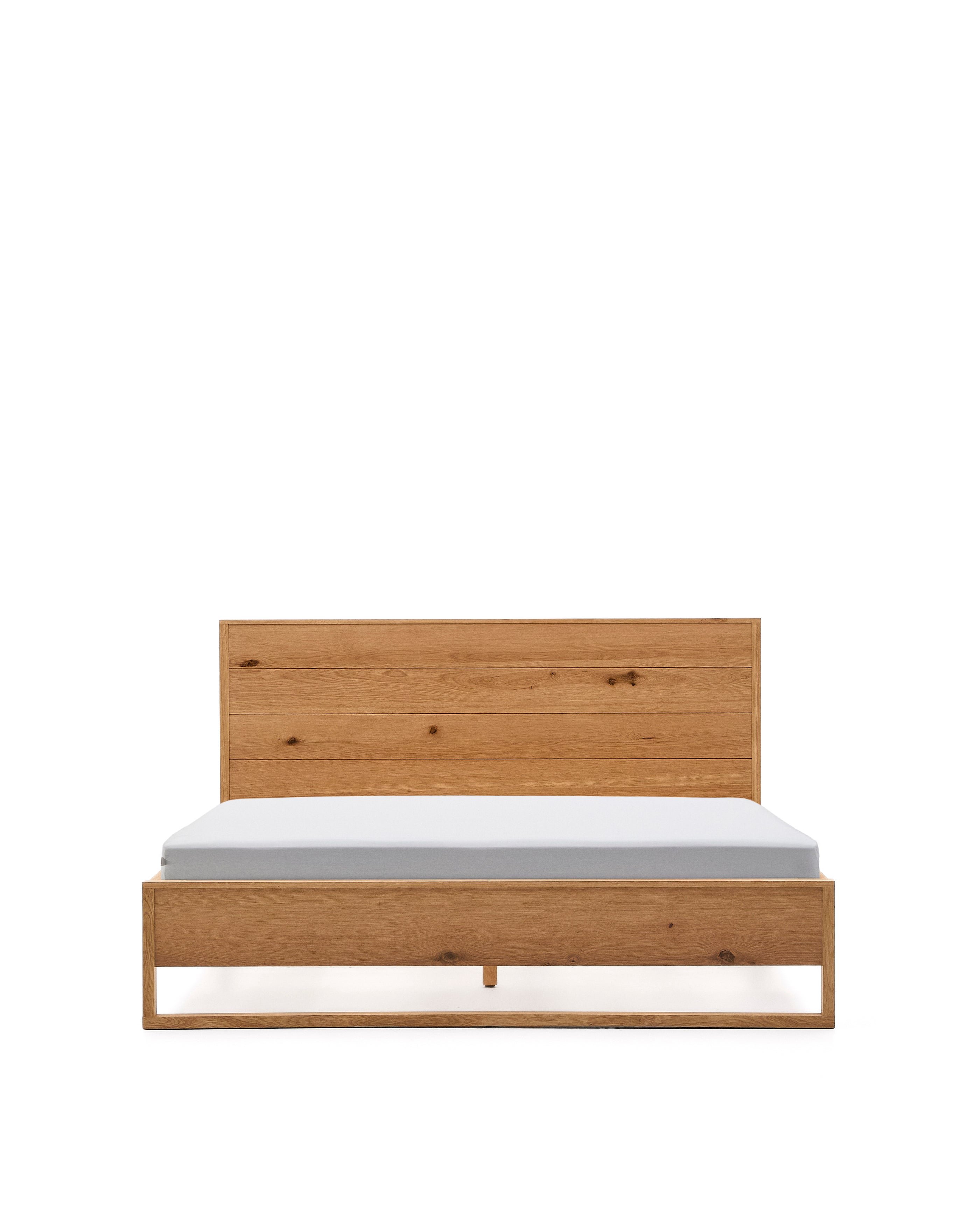 Alguema bed in oak veneer with natural finish for 160 x 200cm mattress - Product Image