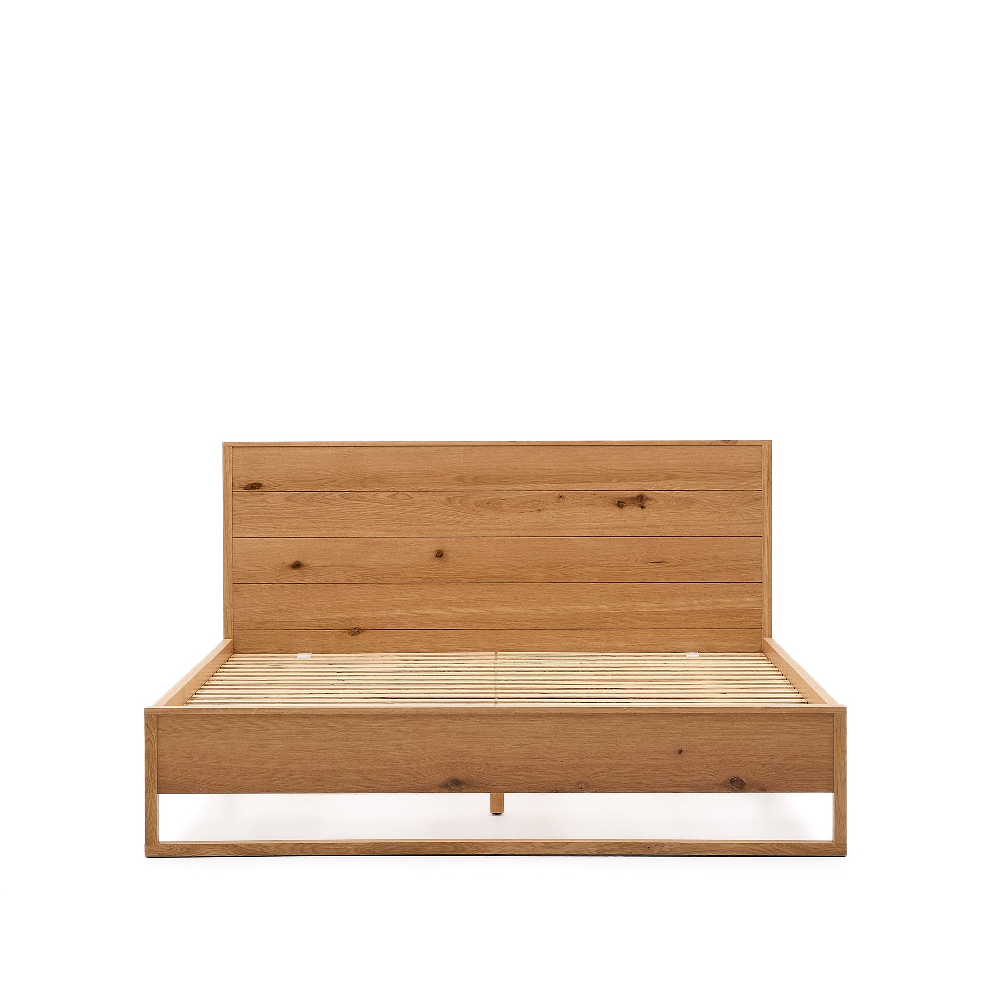 Alguema bed in oak veneer with natural finish for 160 x 200cm mattress - Product Image