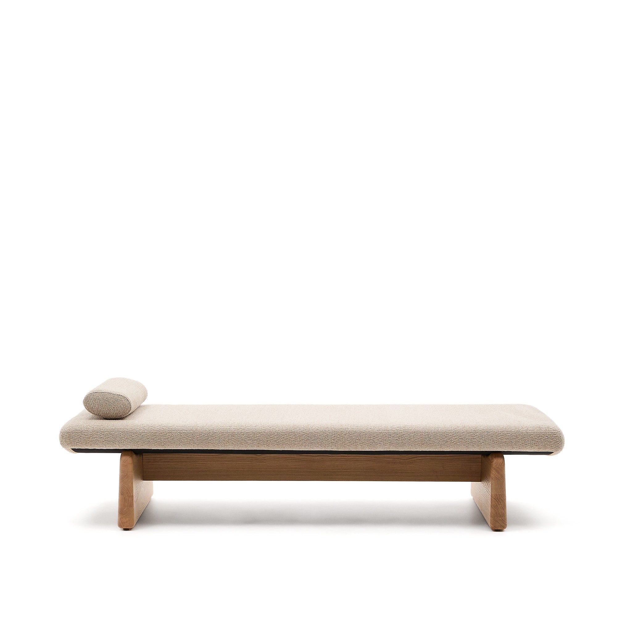 Topaz sofa with beige chenille and solid ash wood with natural finish, 200 cm FSC 100%