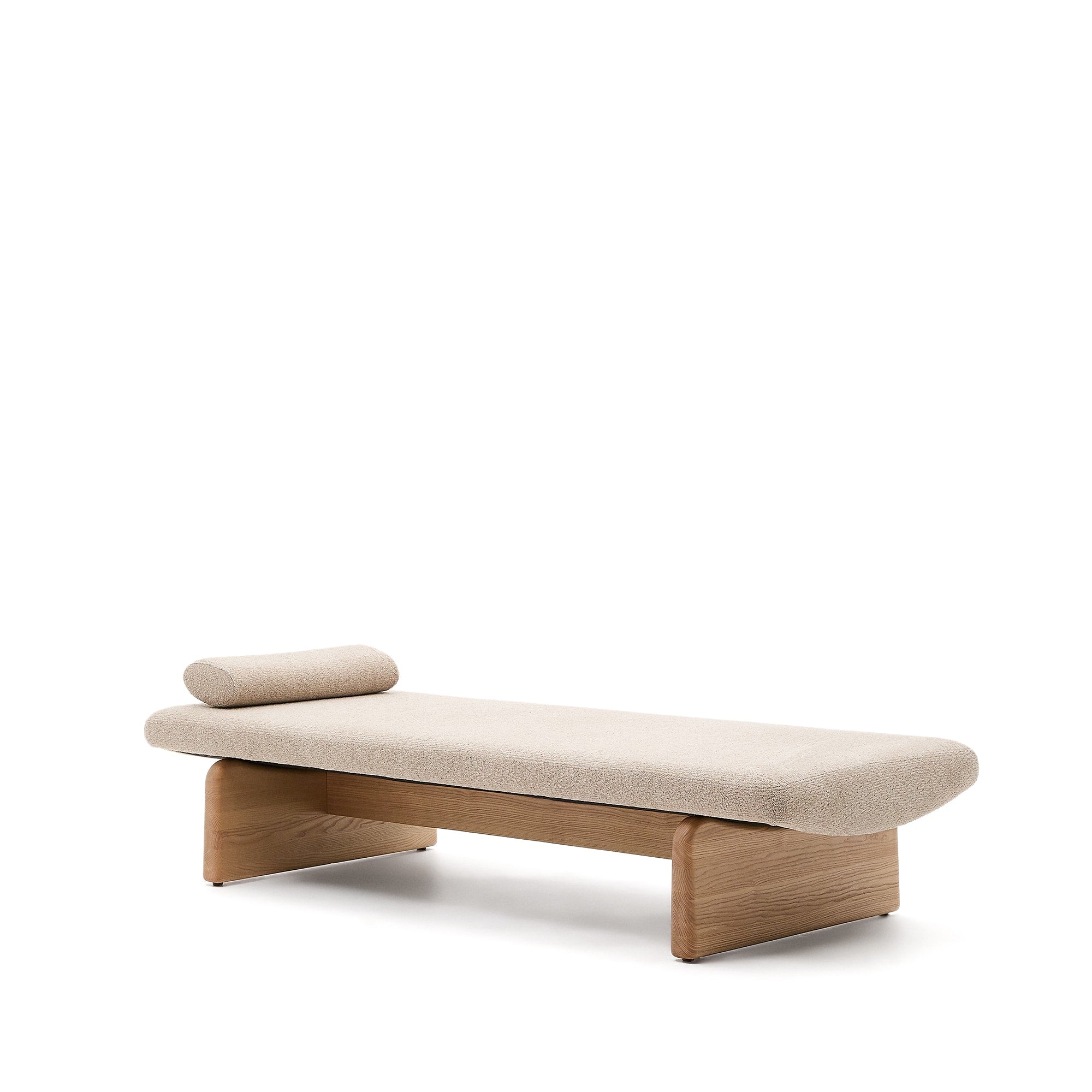 Topaz sofa with beige chenille and solid ash wood with natural finish, 200 cm FSC 100%