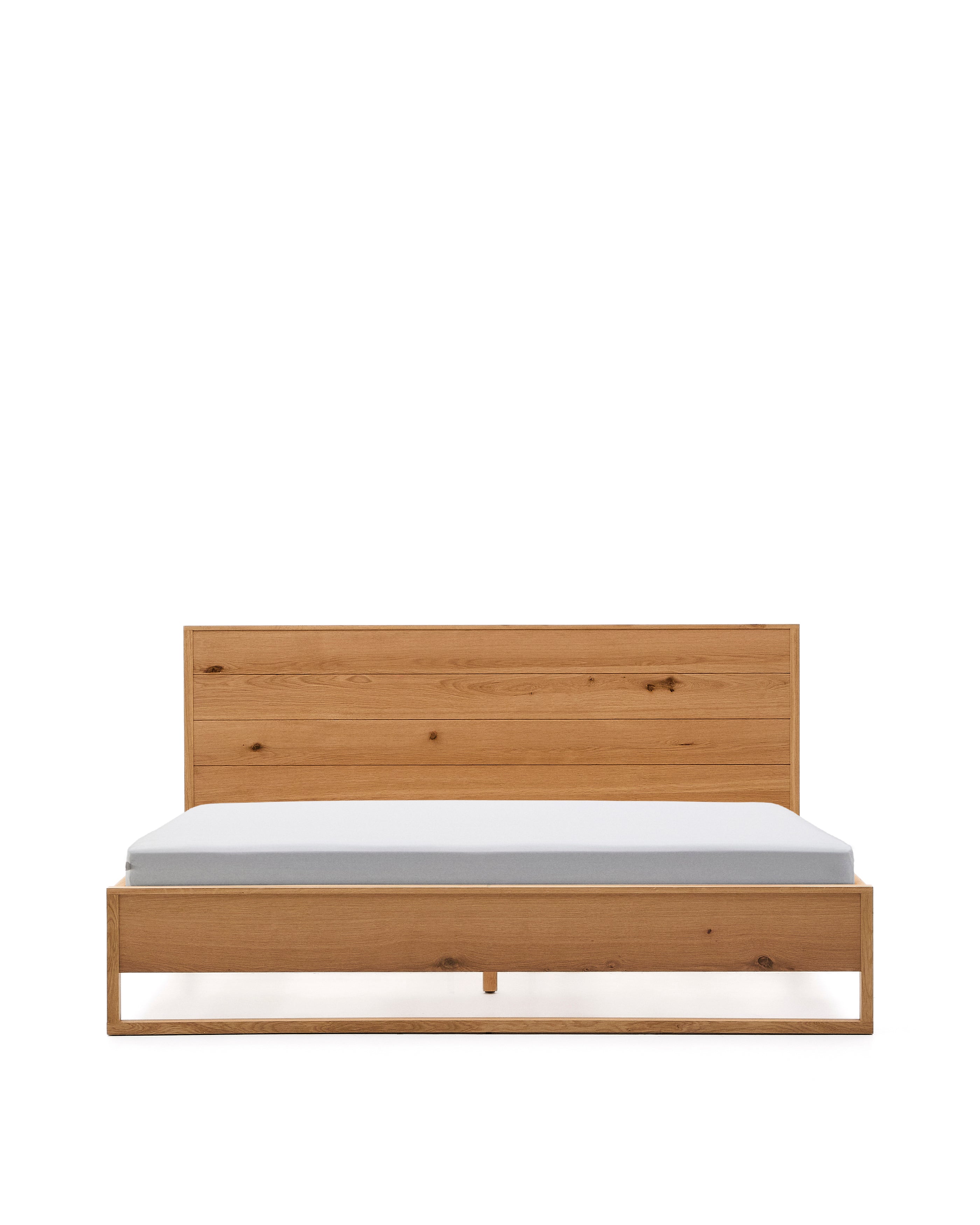 Alguema bed in oak veneer with natural finish for 180 x 200cm mattress - Product Image