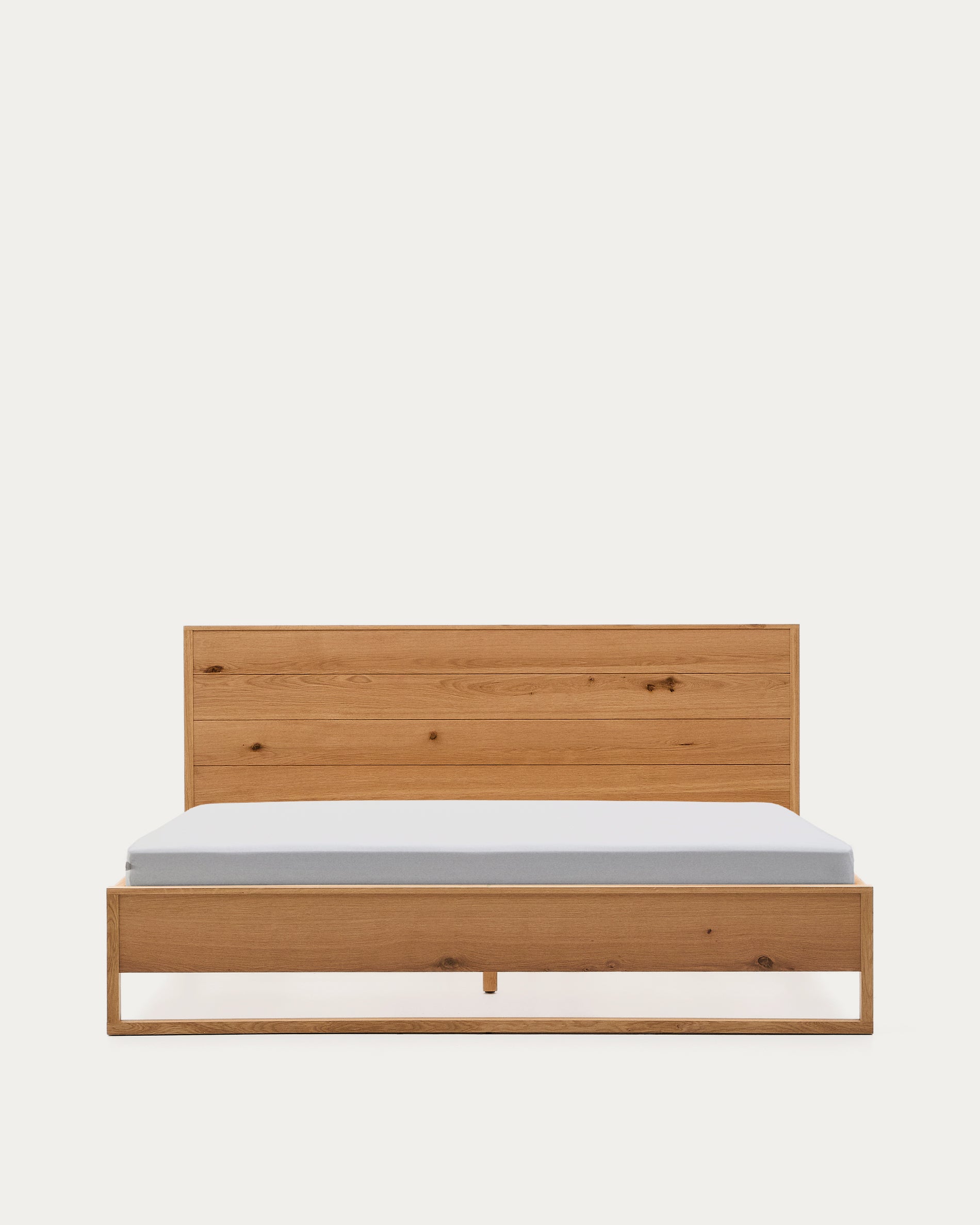 Alguema bed in oak veneer with natural finish for 180 x 200cm mattress - Product View