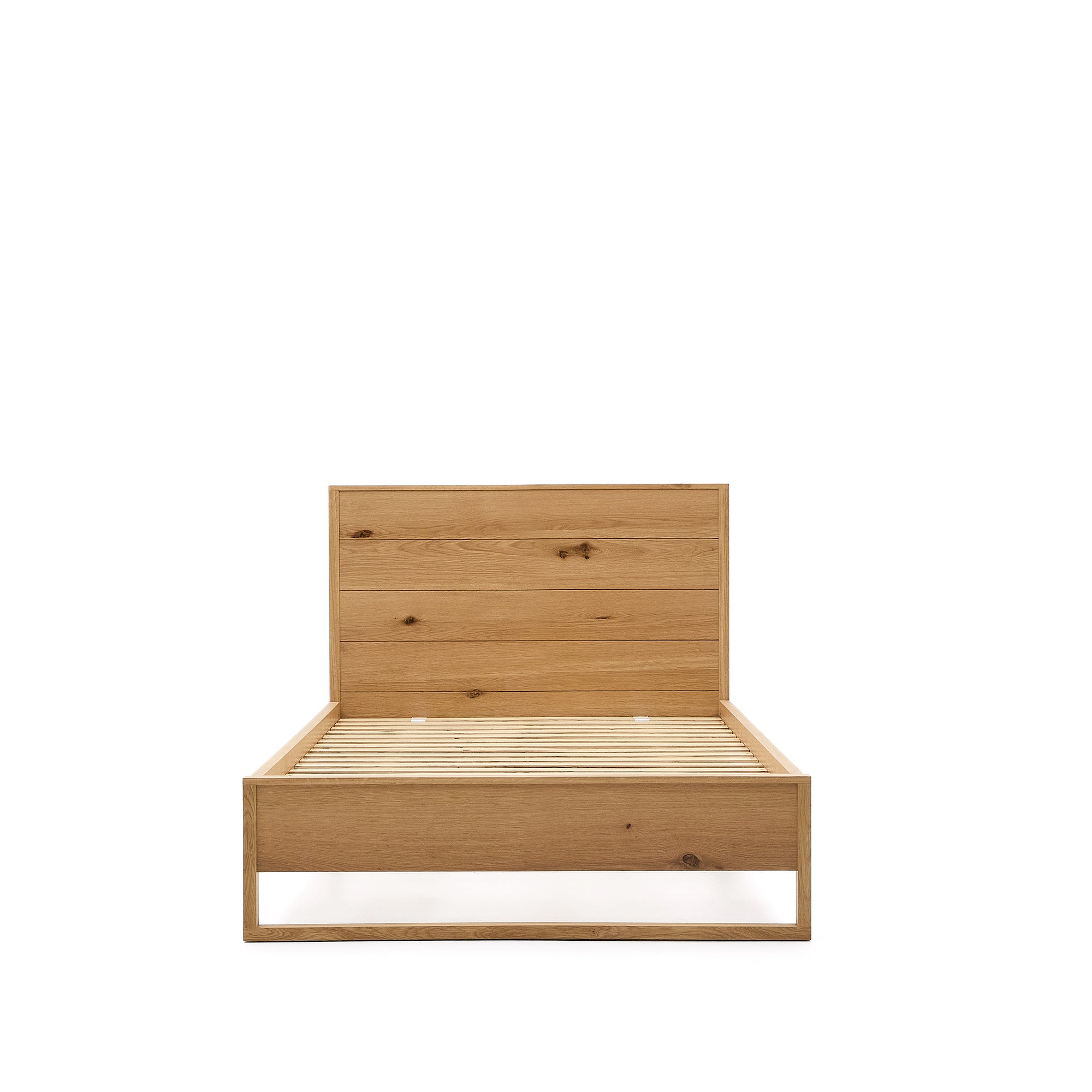 Alguema bed with oak veneer and natural finish for a 90 x 190 cm mattress