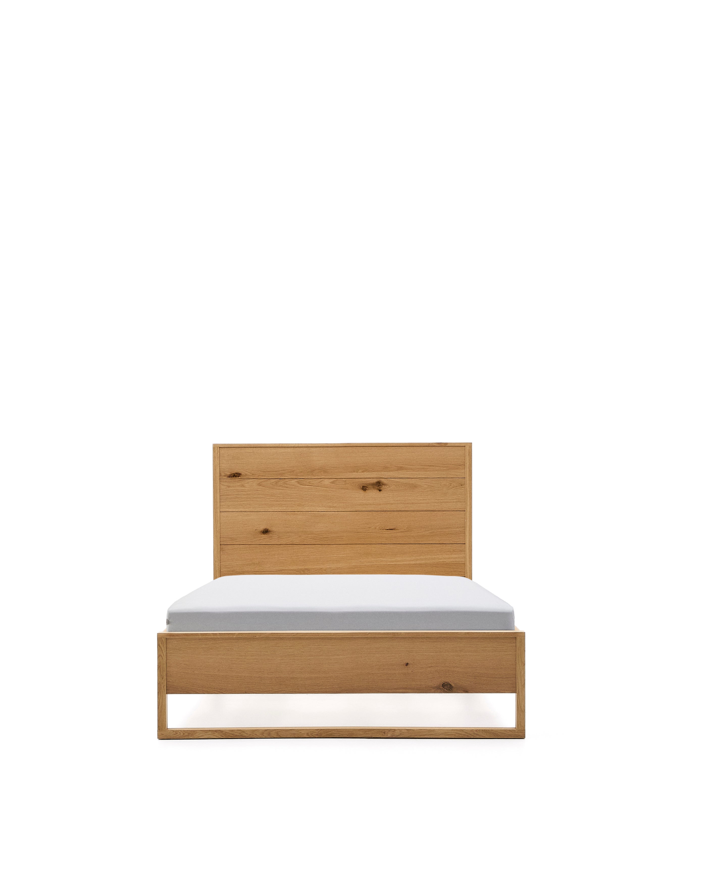 Alguema bed in oak veneer with natural finish for 90 x 190cm mattress - Product Image