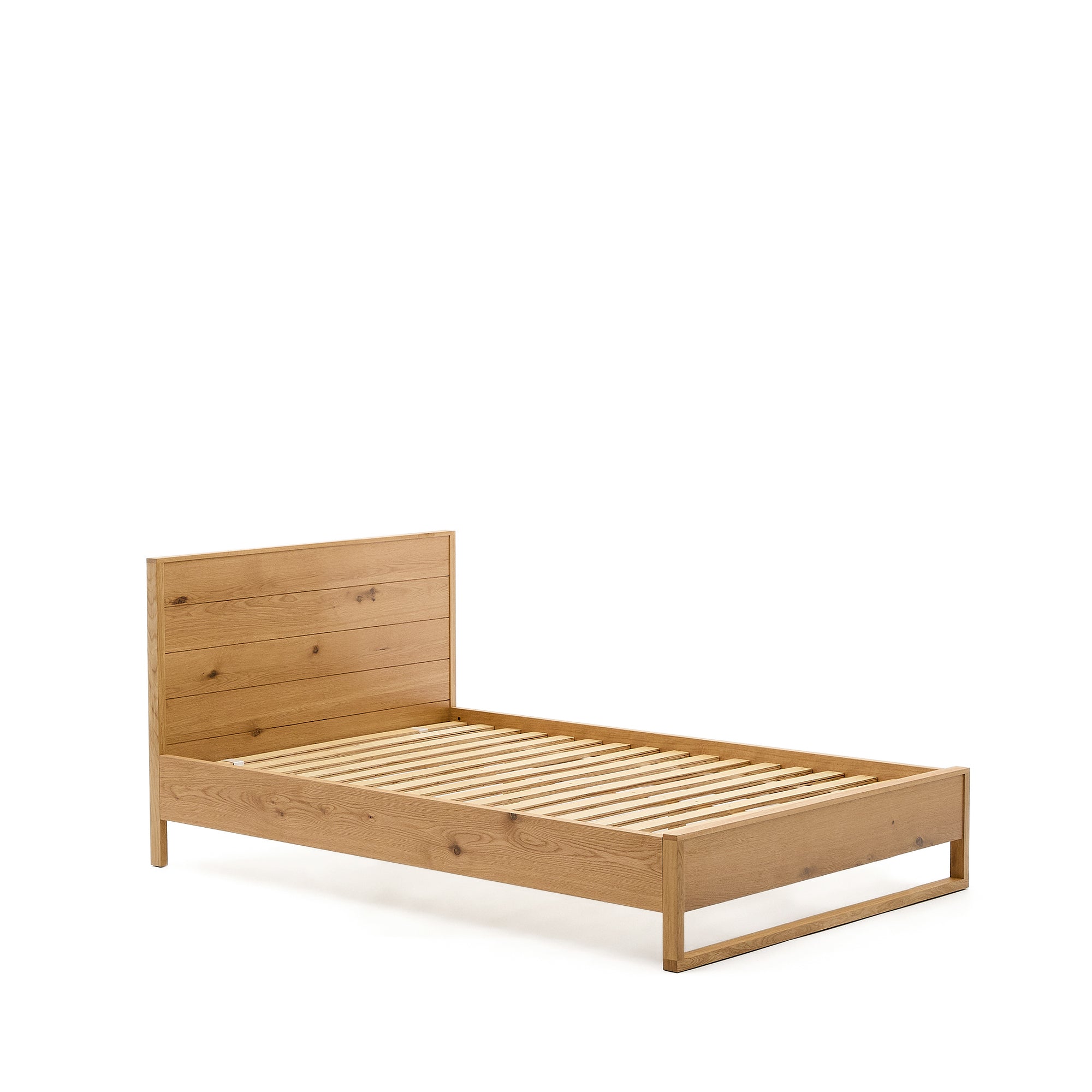 Alguema bed with oak veneer and natural finish for a 90 x 190 cm mattress