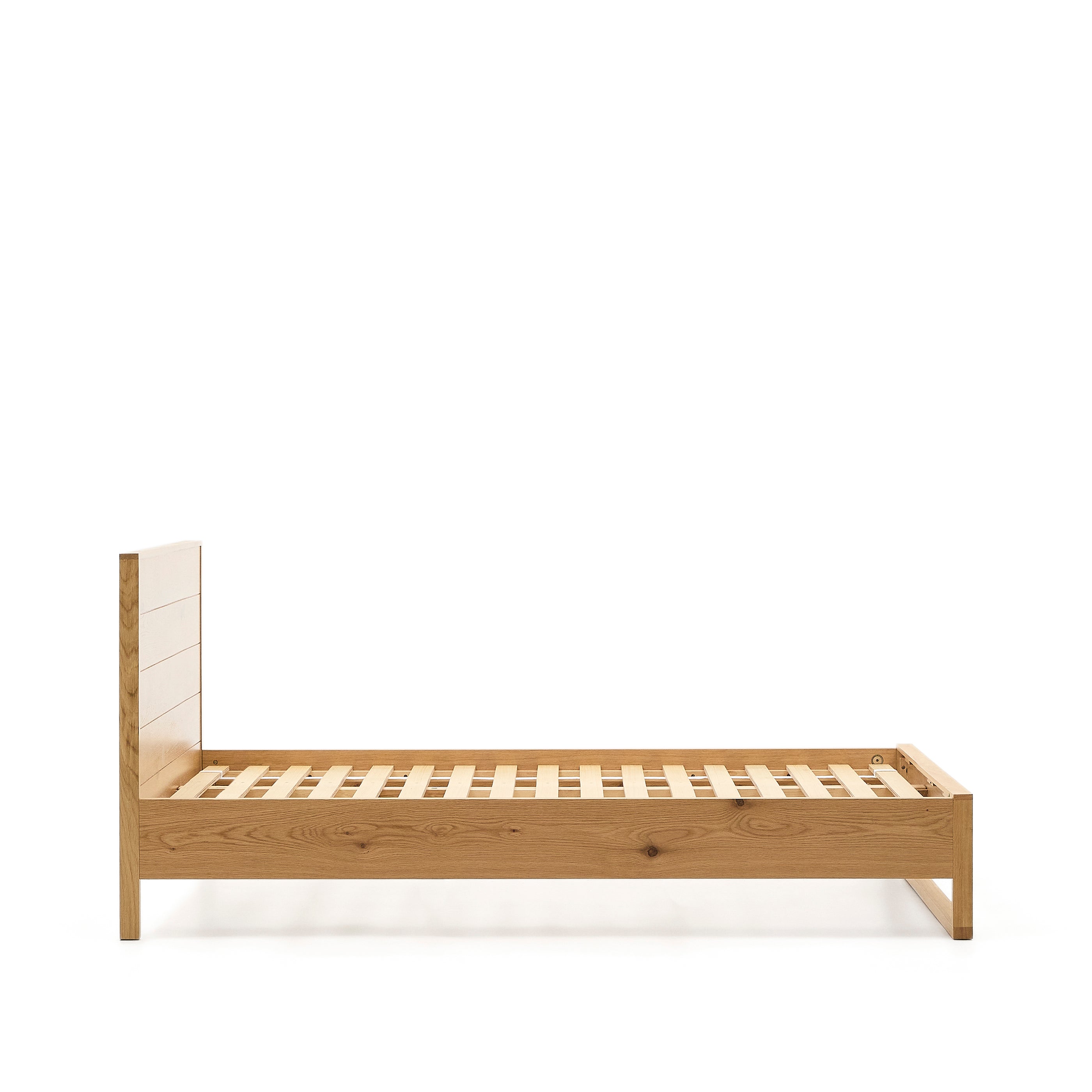 Alguema bed in oak veneer with natural finish for 90 x 190cm mattress - Product Image