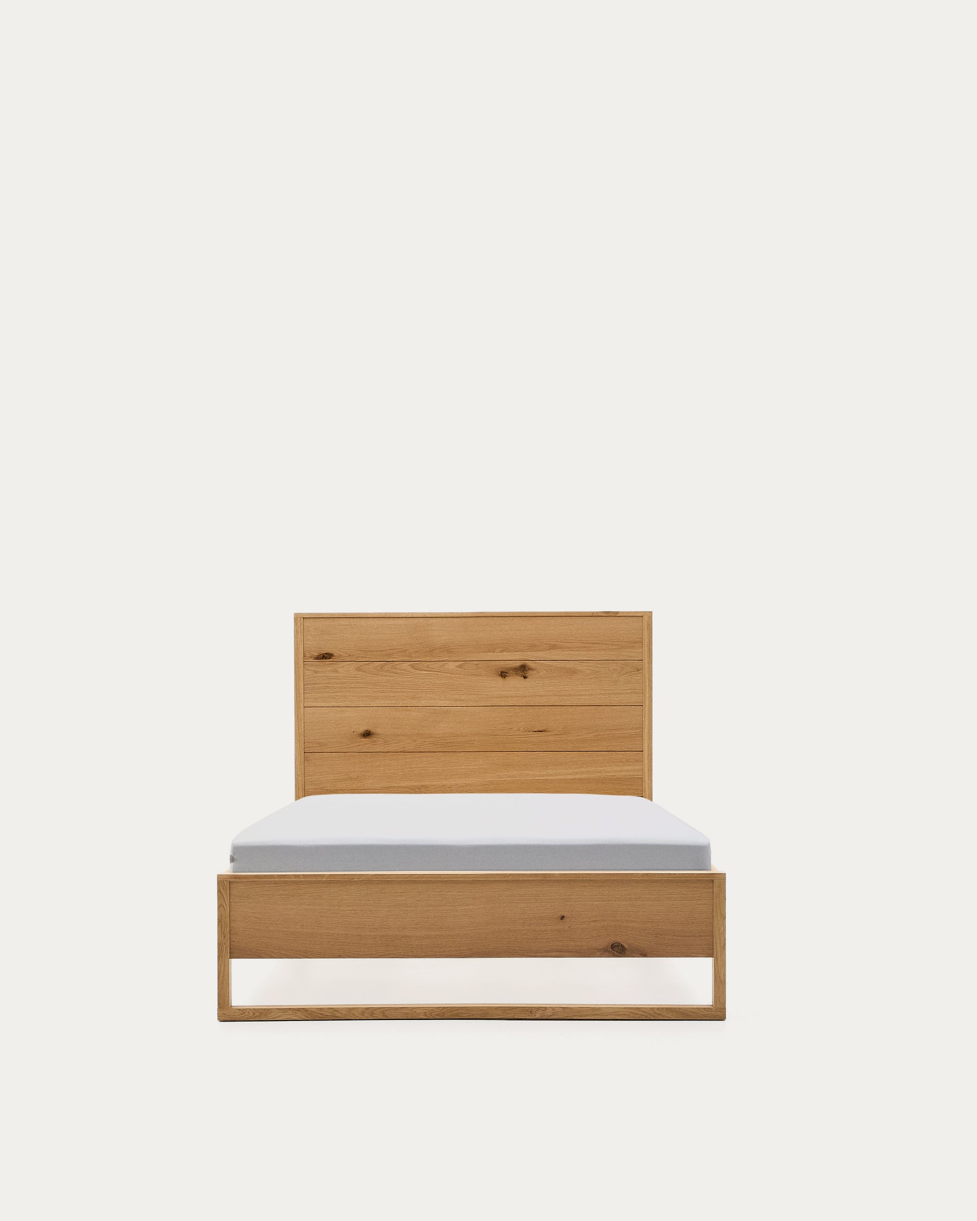 Alguema bed in oak veneer with natural finish for 90 x 190cm mattress - Product View