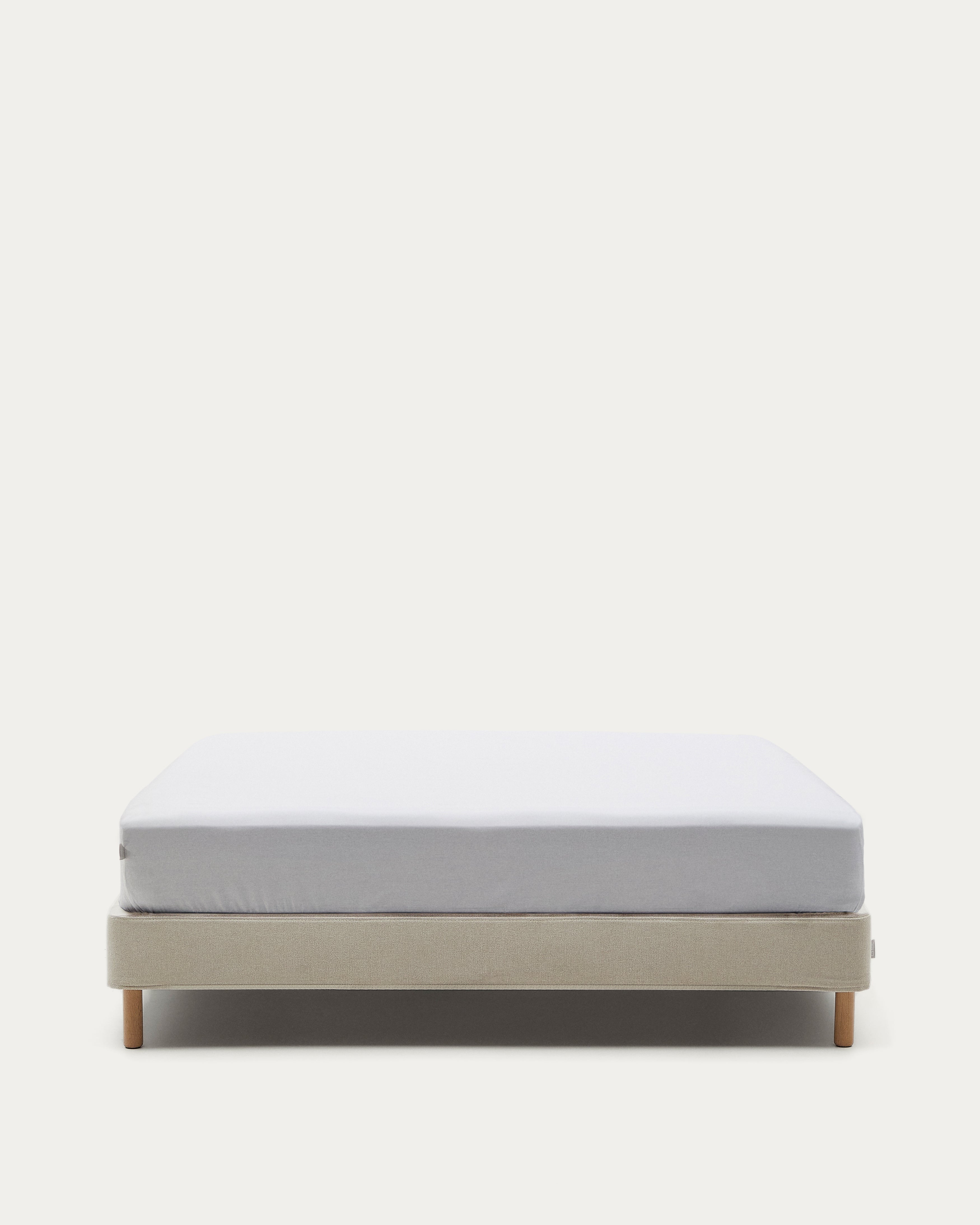 Ofelia base with ecru removable cover and solid beech wooden legs for a 160 x 200 cm mattress - Product View