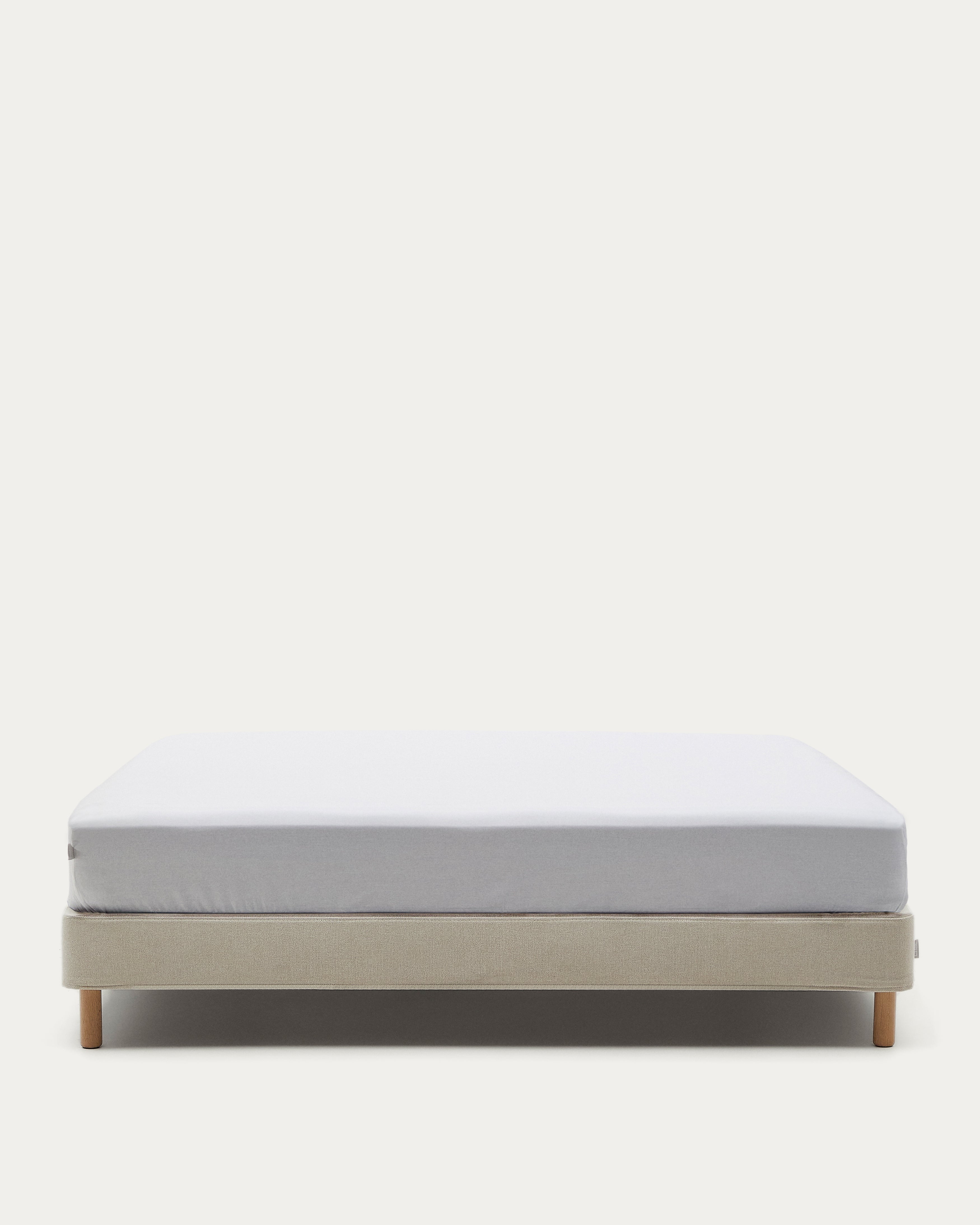 Ofelia base with ecru removable cover and solid beech wooden legs for a 180 x 200 cm mattress FSC Mix Credit - Product View
