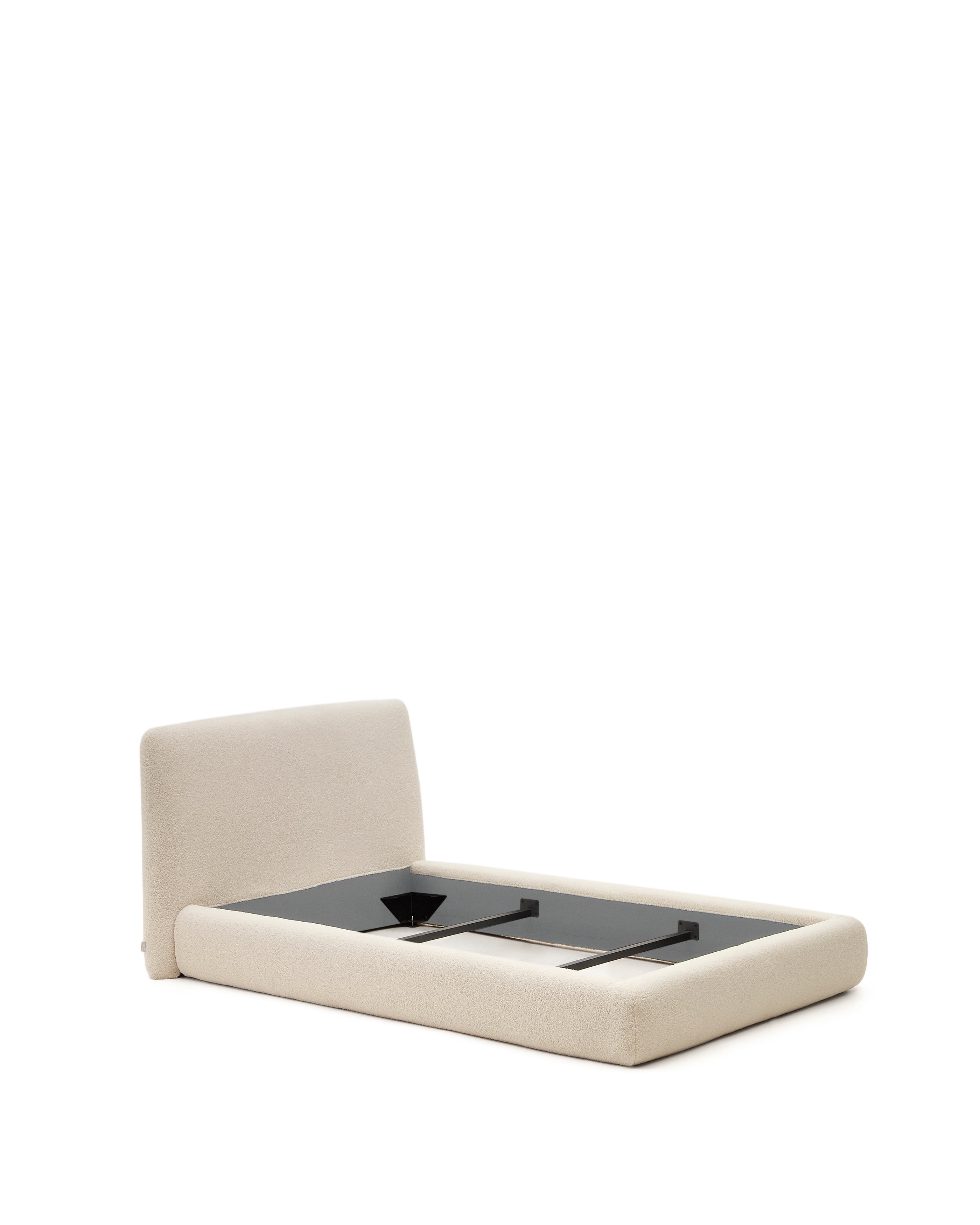 Martina bed with ecru bouclé removable cover for 90 x 200 cm mattress FSC Mix Credit - Product Image