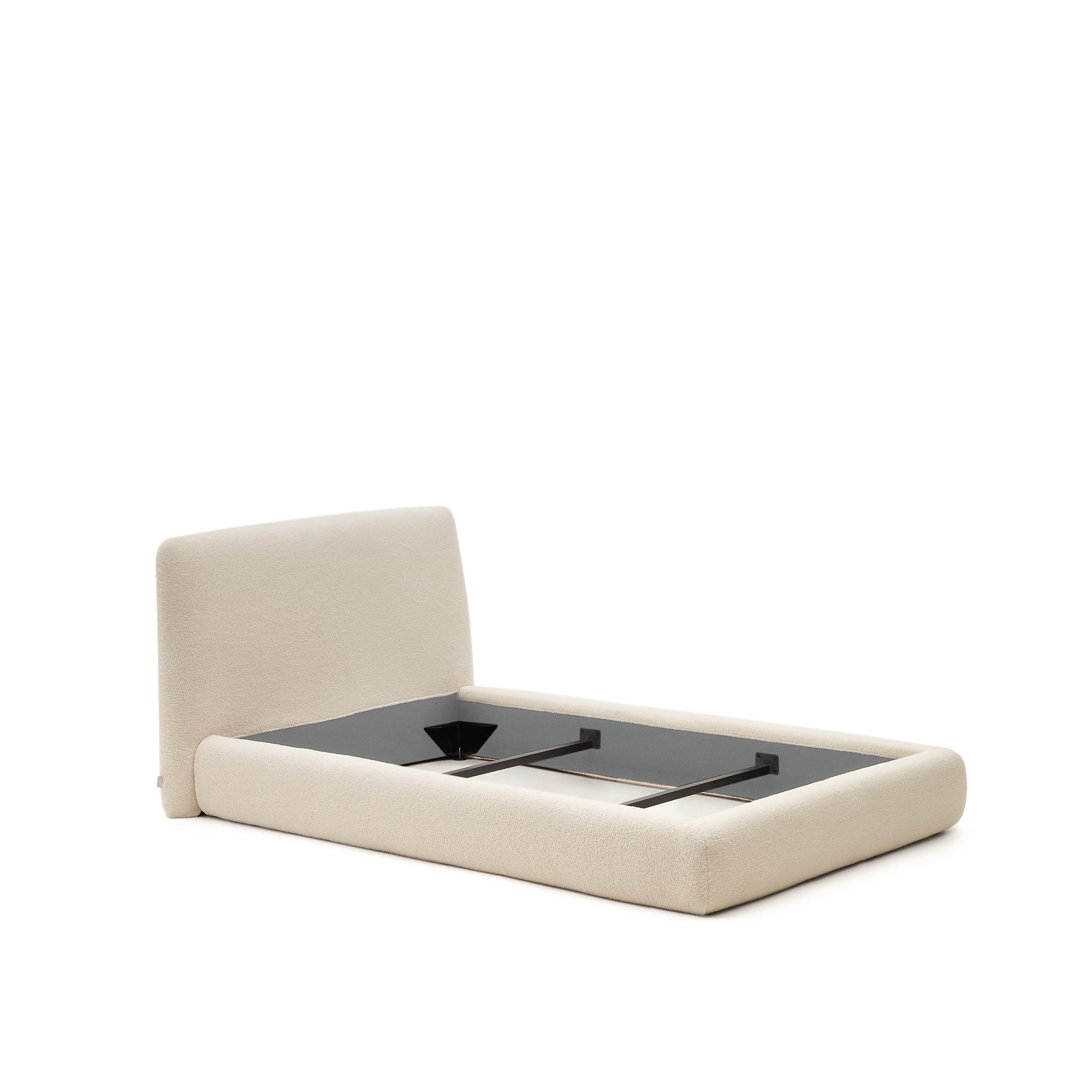 Martina bed with ecru bouclé removable cover for 90 x 200 cm mattress FSC Mix Credit - Product Image
