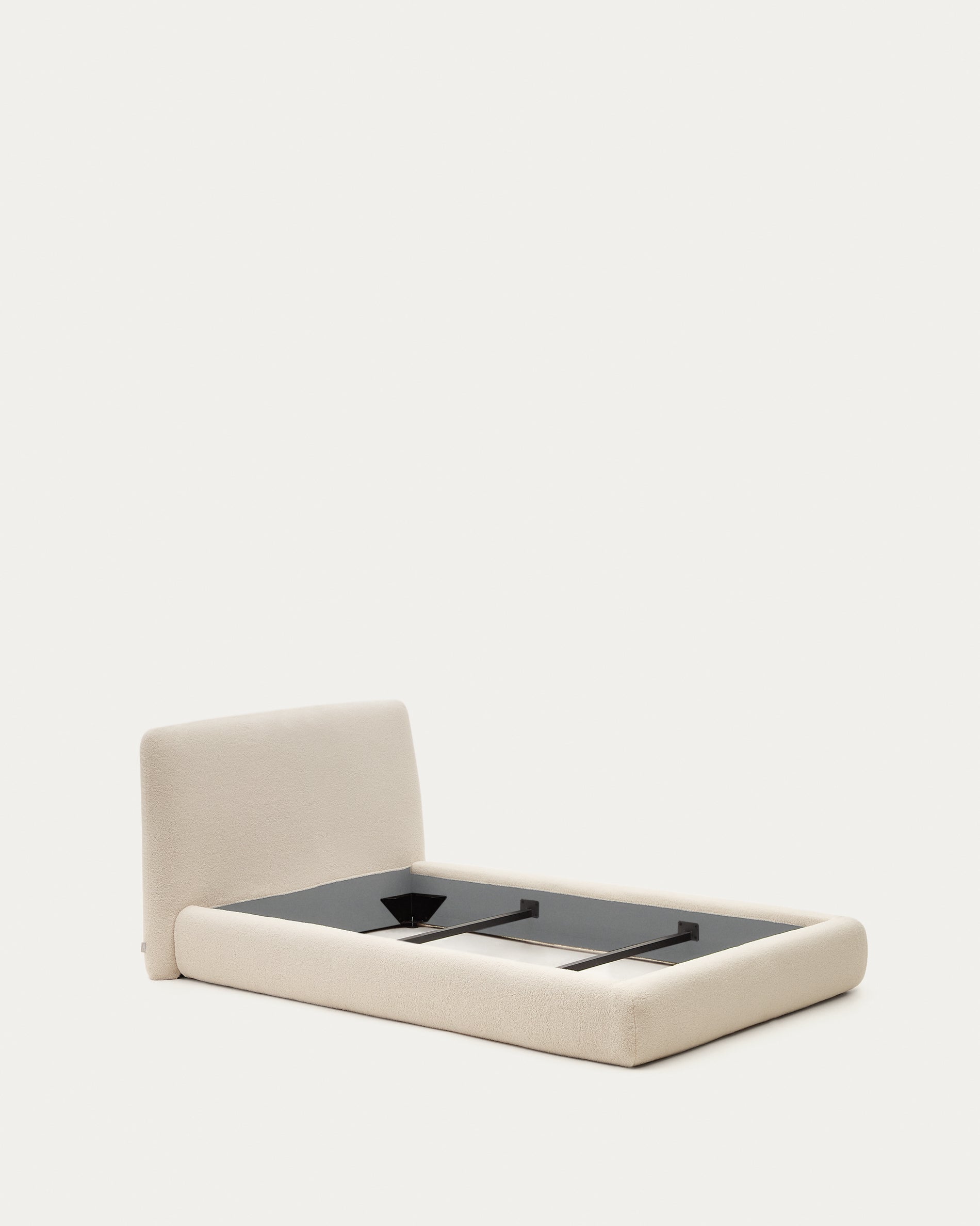 Martina bed with ecru bouclé removable cover for 90 x 200 cm mattress FSC Mix Credit - Product View