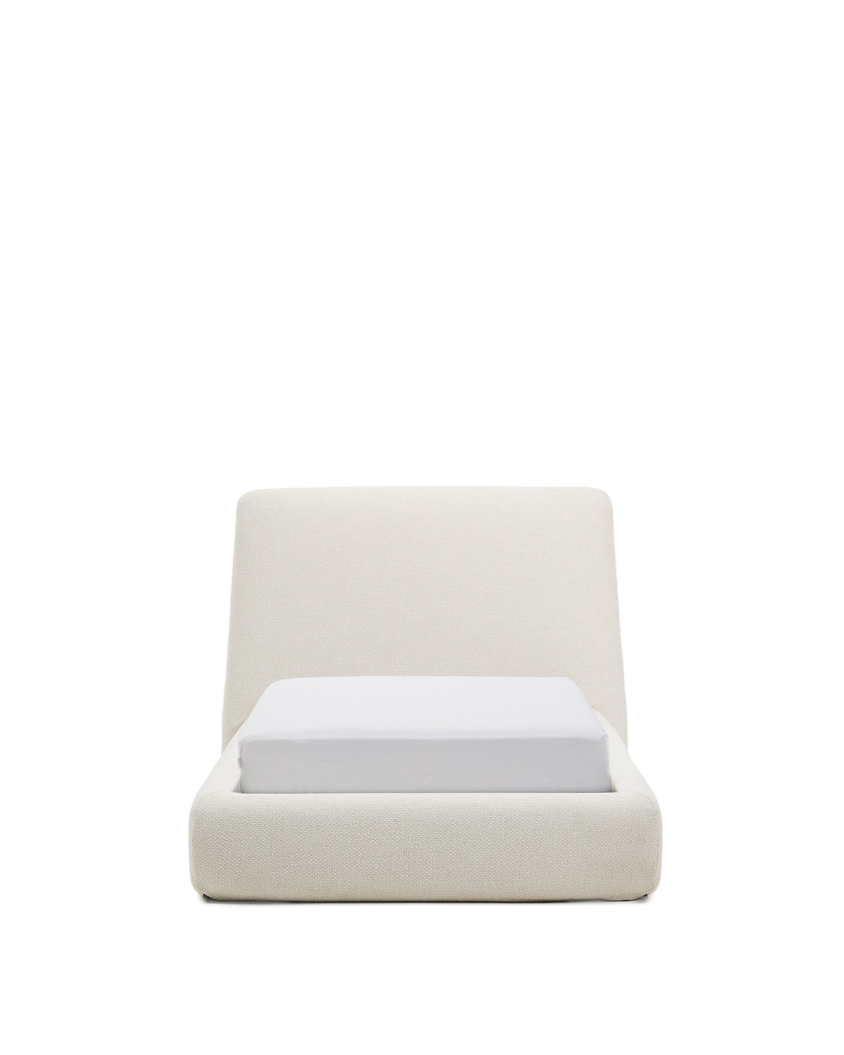 Martina bed with removable cover in ecru chenille for mattress 90 x 200cm - Product Image