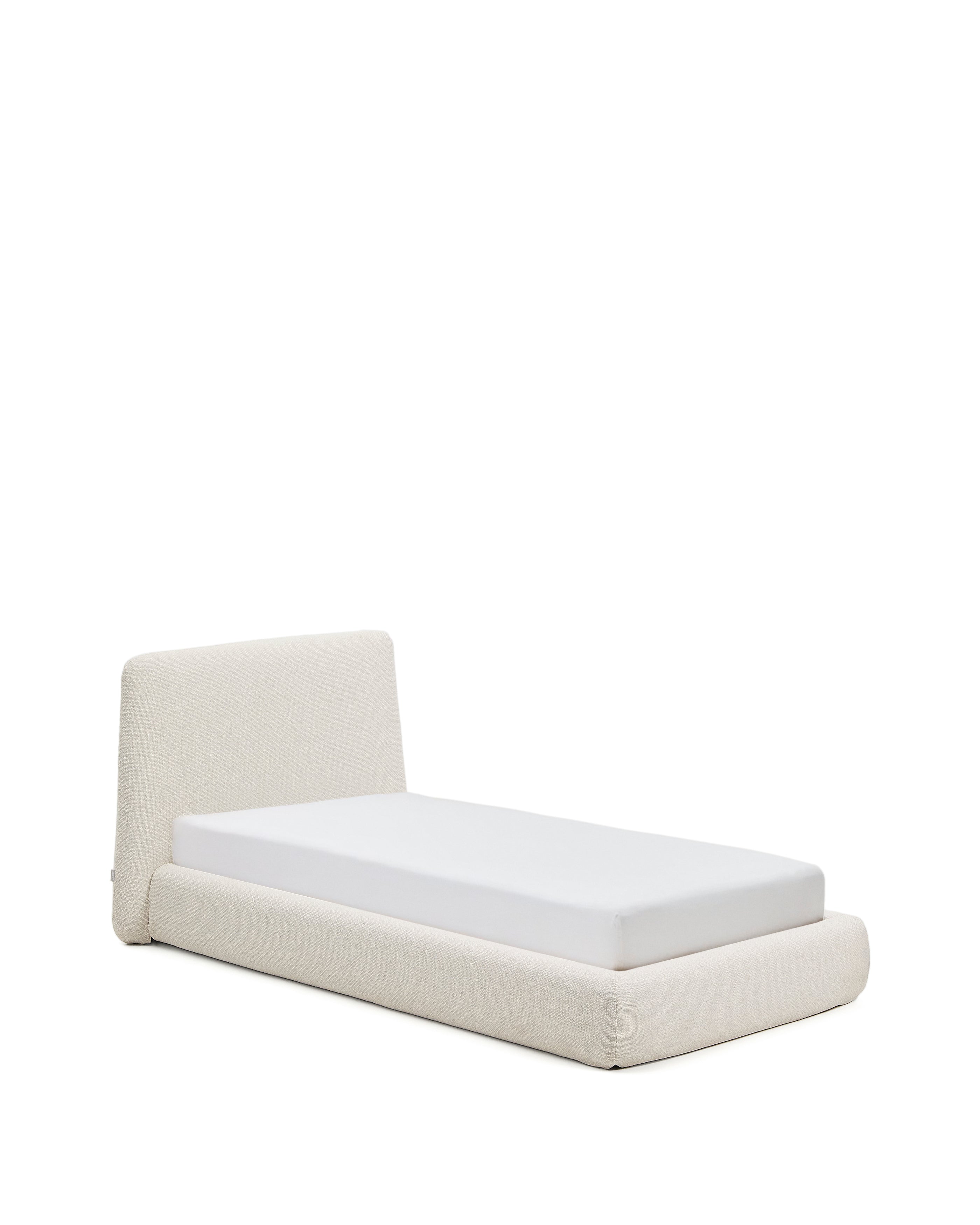 Martina bed with removable cover in ecru chenille for mattress 90 x 200cm - Product Image