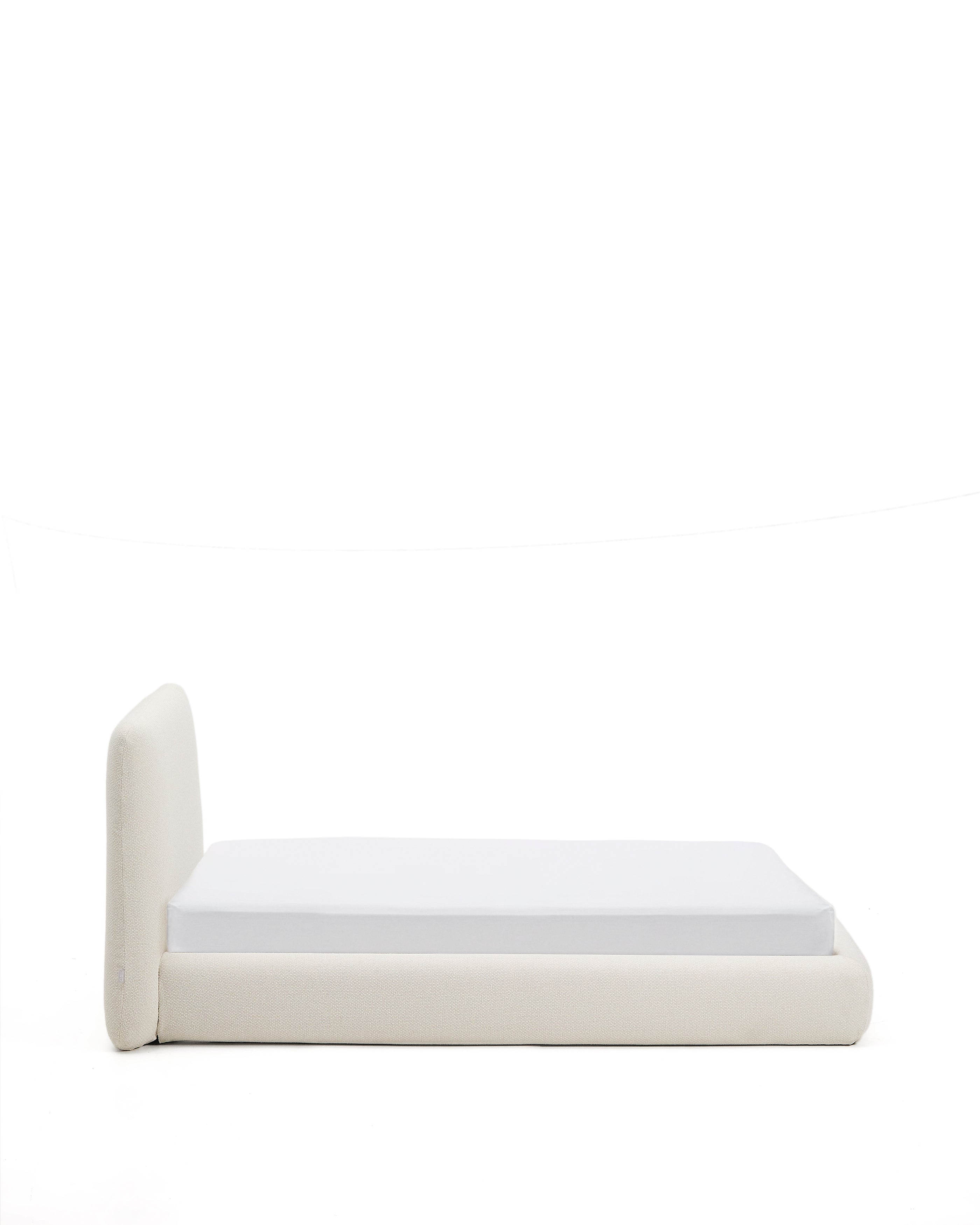 Martina bed with removable cover in ecru chenille for mattress 90 x 200cm - Product Image