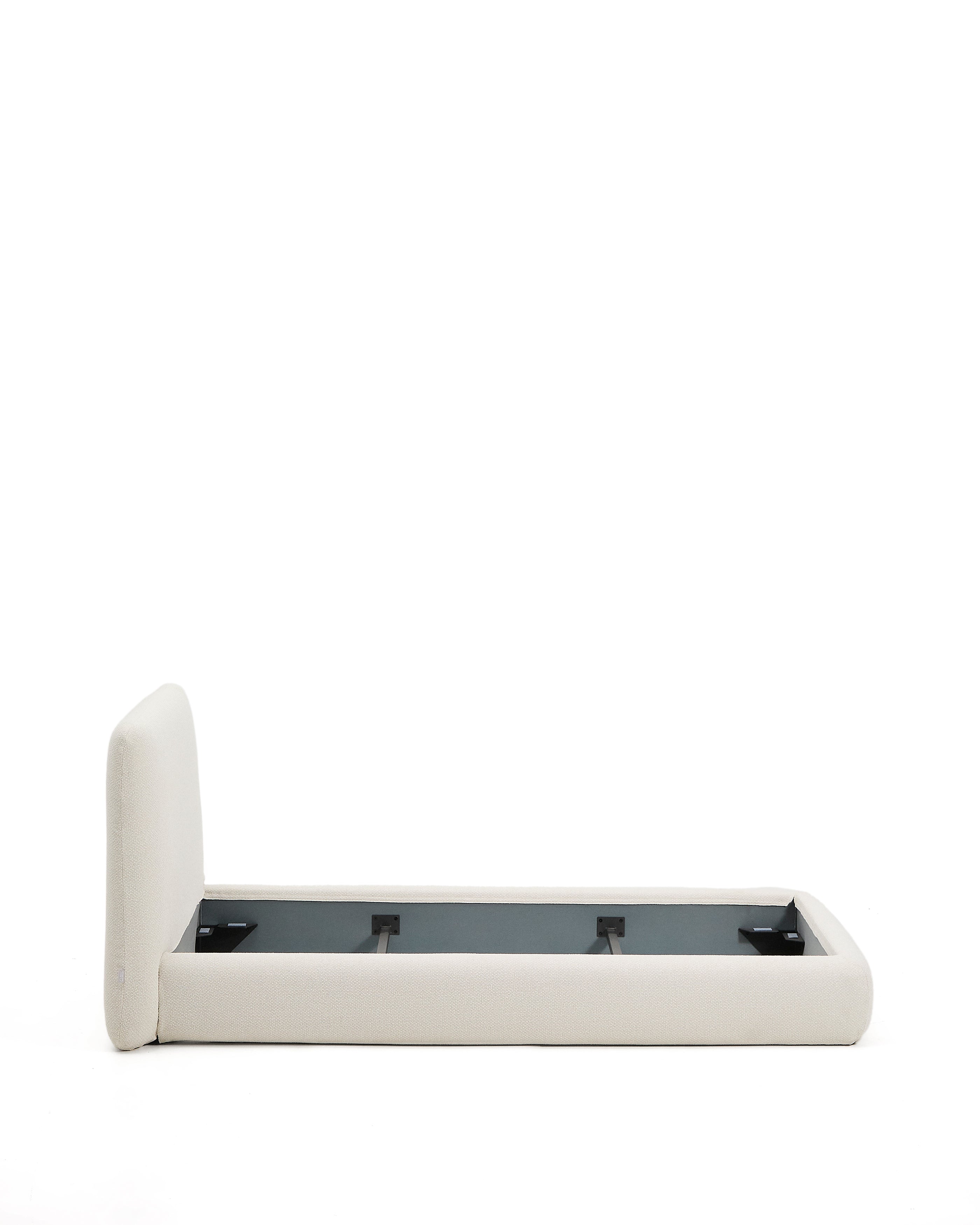 Martina bed with removable cover in ecru chenille for mattress 90 x 200cm - Product Image