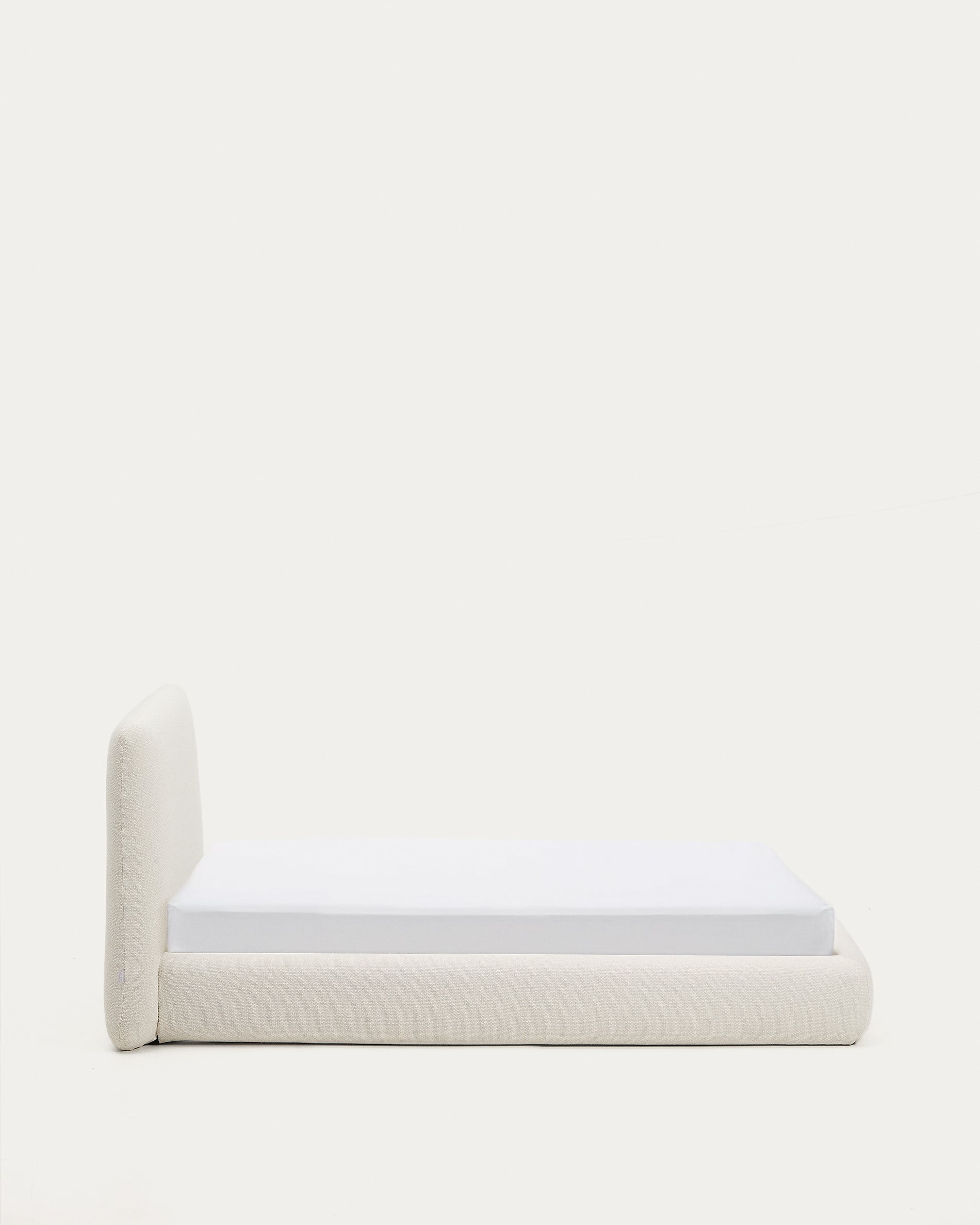 Martina bed with removable cover in ecru chenille for mattress 90 x 200cm - Product View