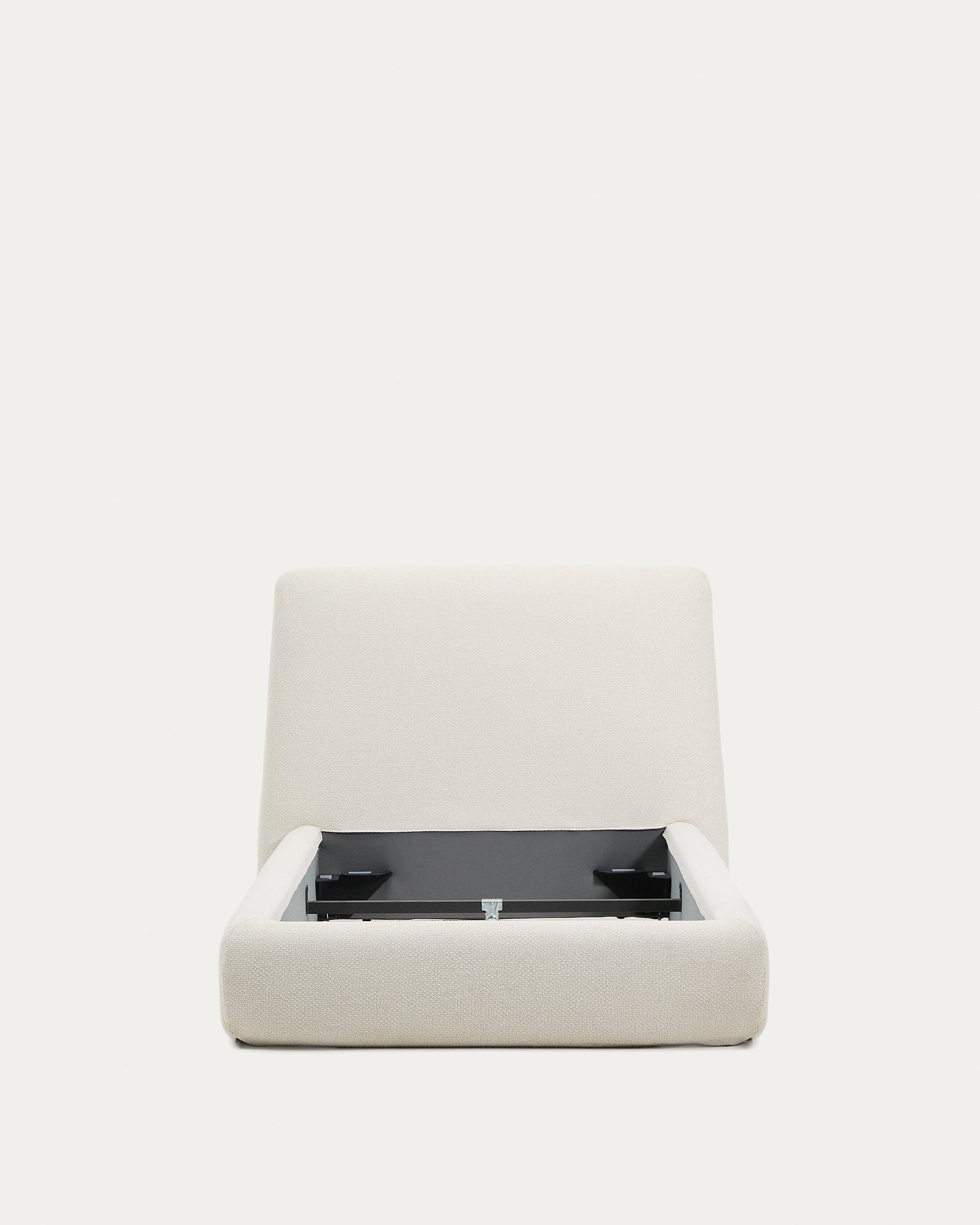 Martina bed with removable cover in ecru chenille for mattress 90 x 200cm - Product View