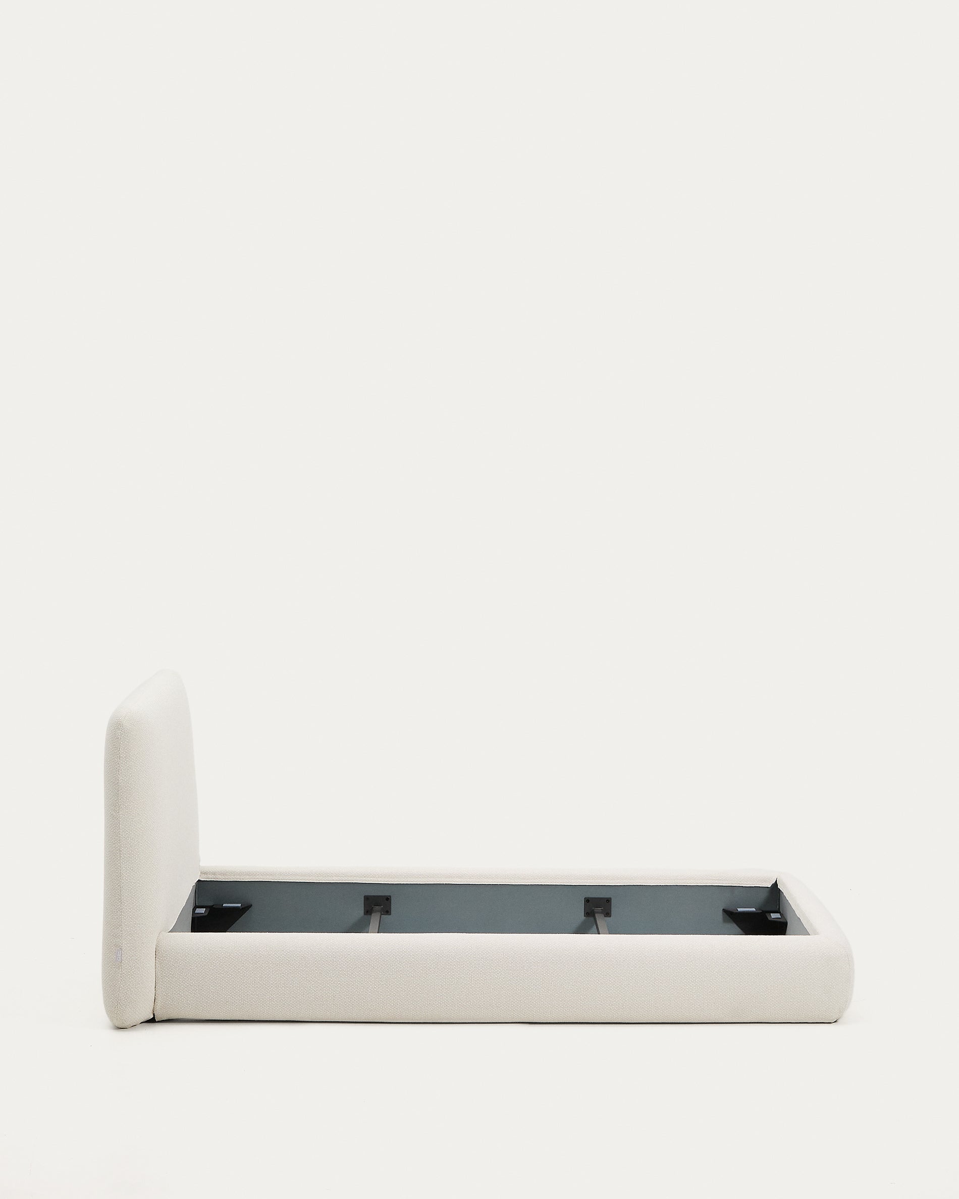 Martina bed with removable cover in ecru chenille for mattress 90 x 200cm - Product View
