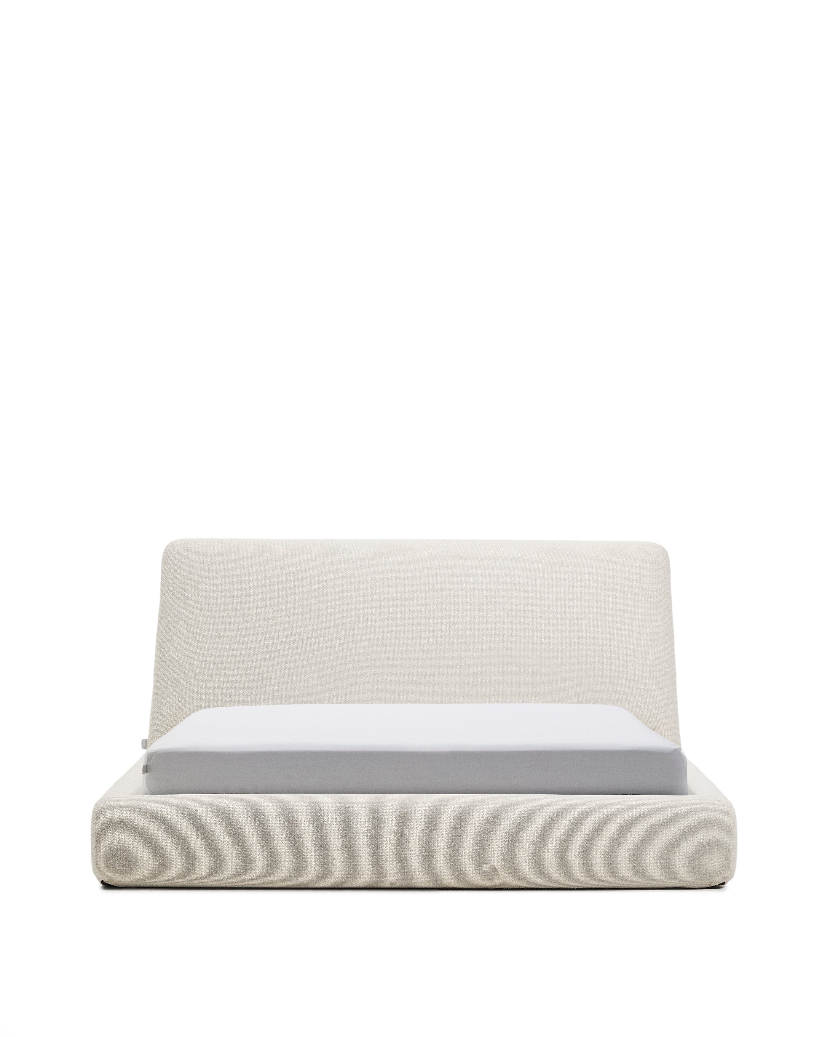 Martina bed with removable cover in ecru chenille for mattress 160 x 200cm - Product Image