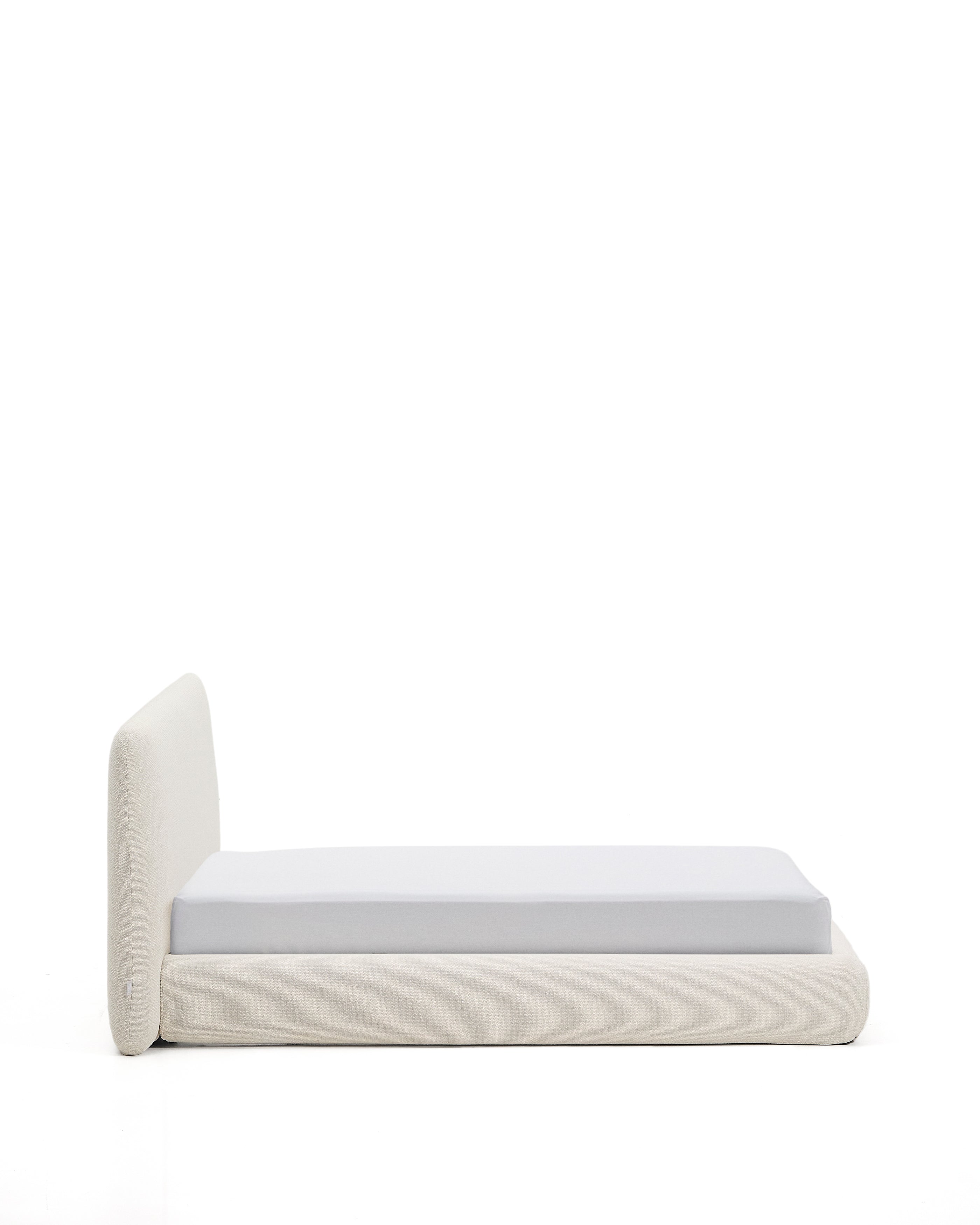 Martina bed with removable cover in ecru chenille for mattress 160 x 200cm - Product Image