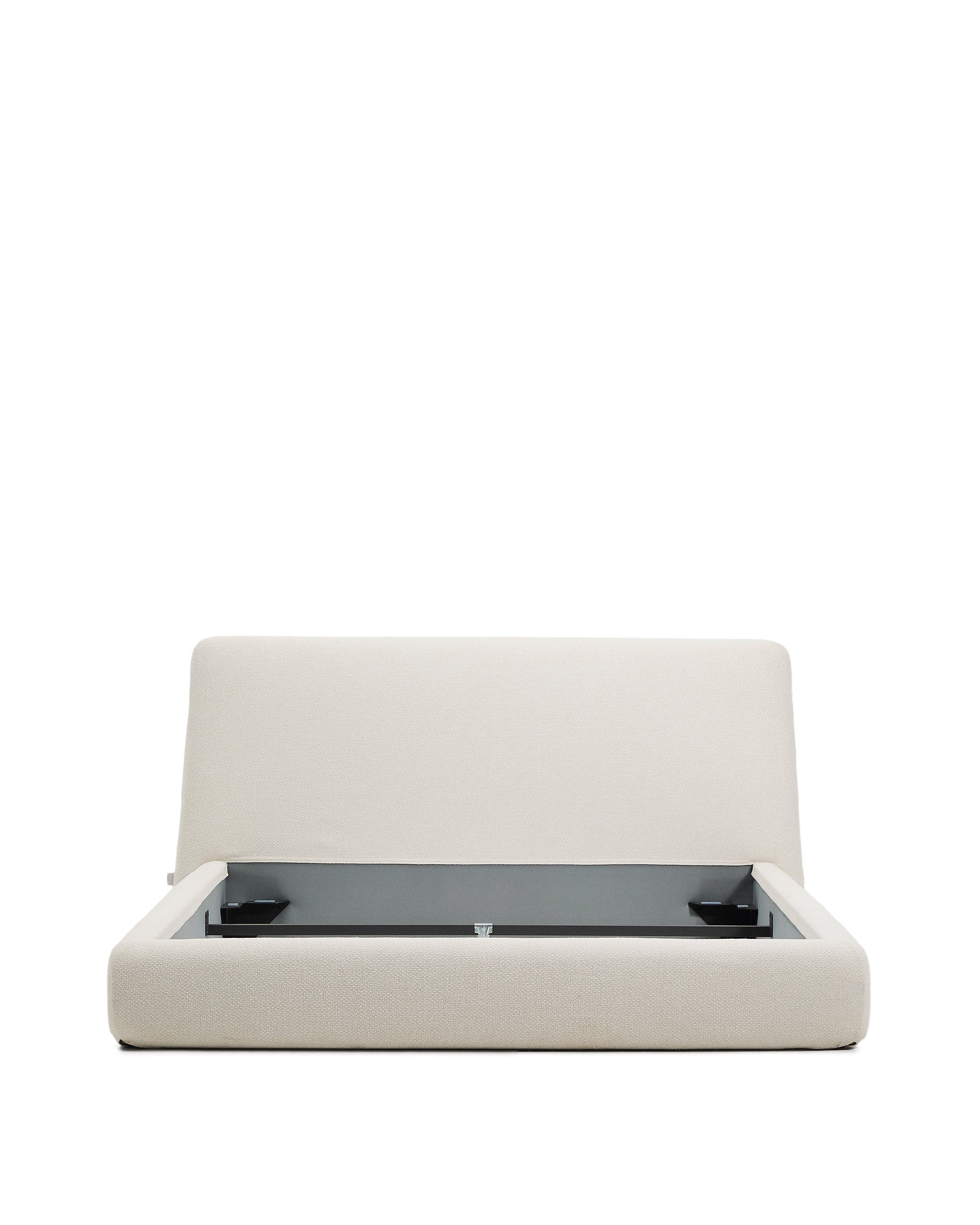 Martina bed with removable cover in ecru chenille for mattress 160 x 200cm - Product Image