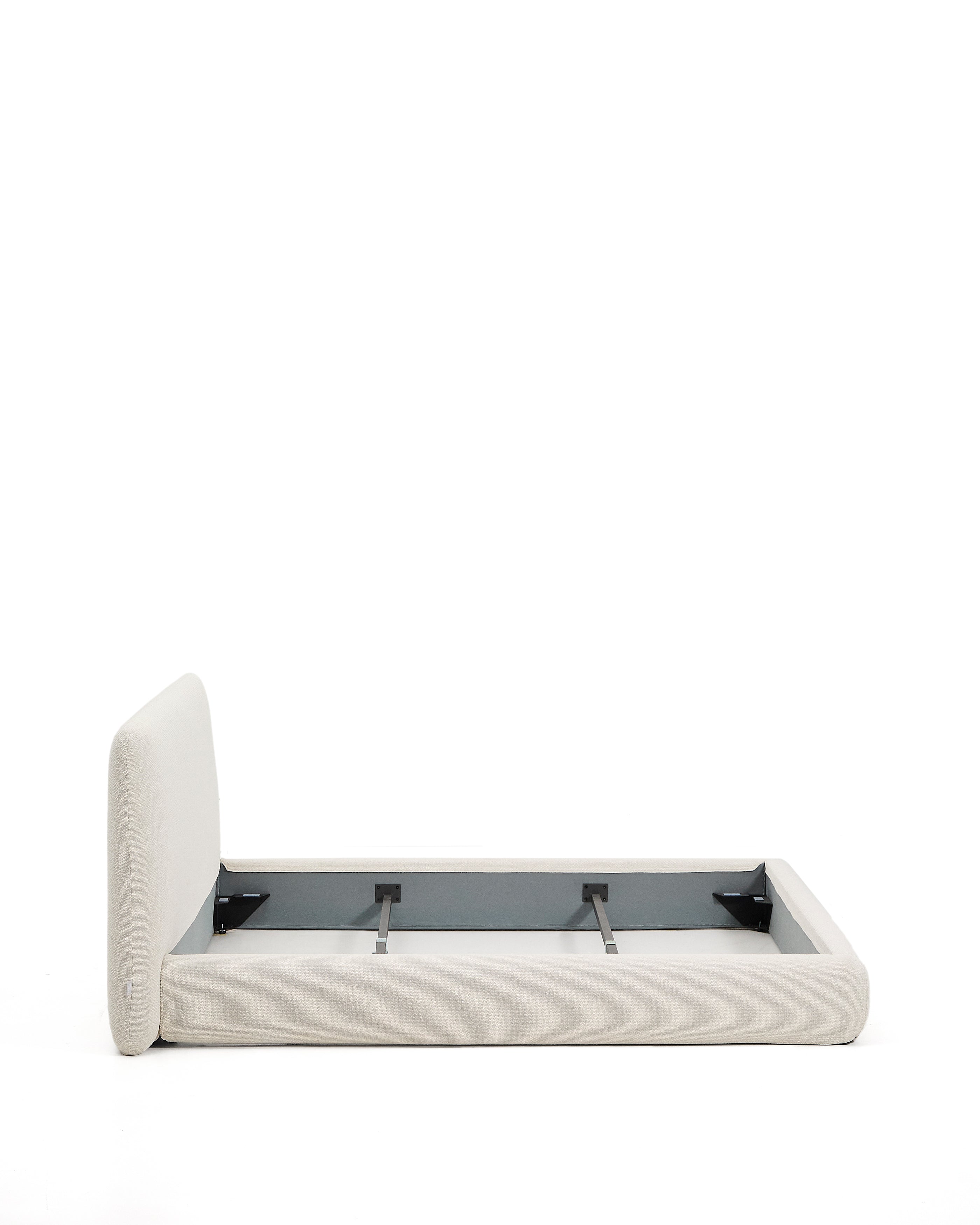Martina bed with removable cover in ecru chenille for mattress 160 x 200cm - Product Image