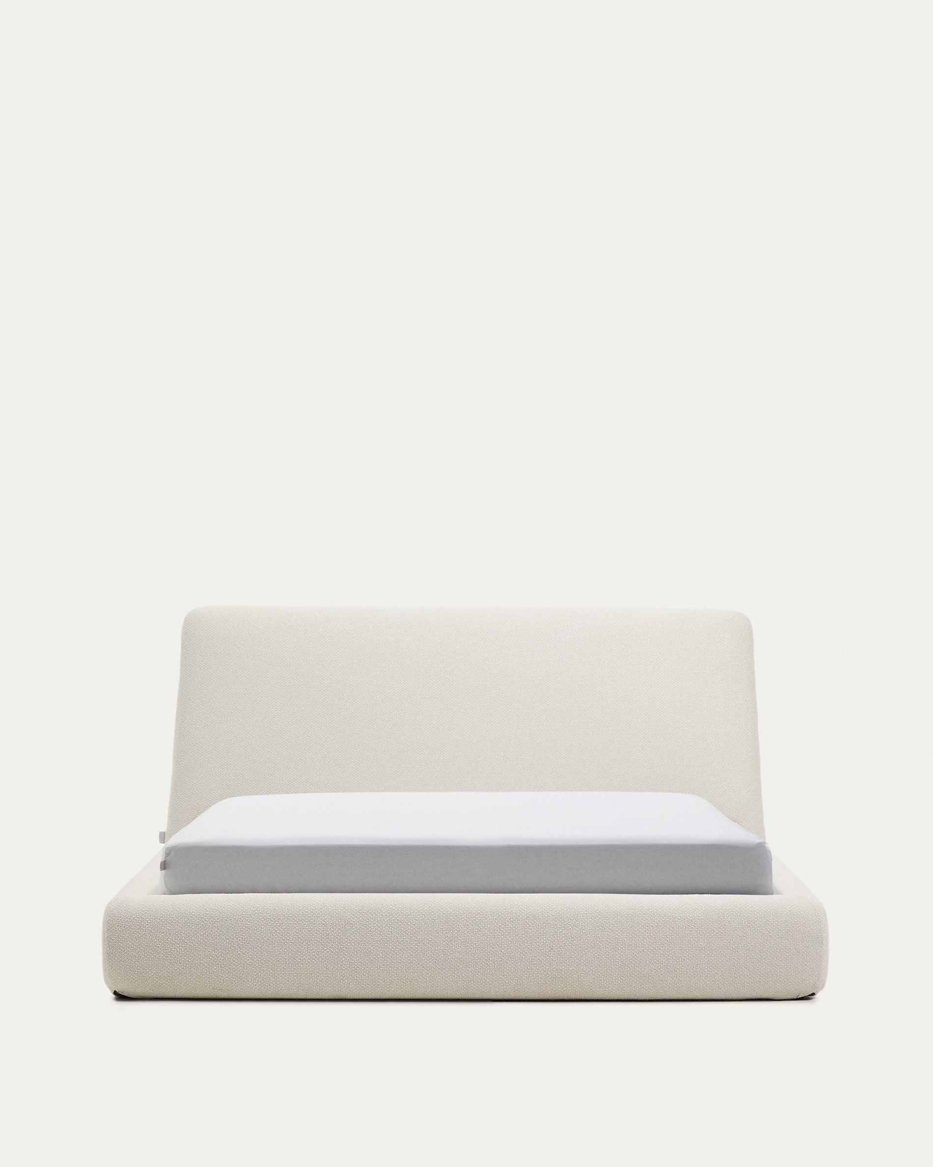 Martina bed with removable cover in ecru chenille for mattress 160 x 200cm - Product View