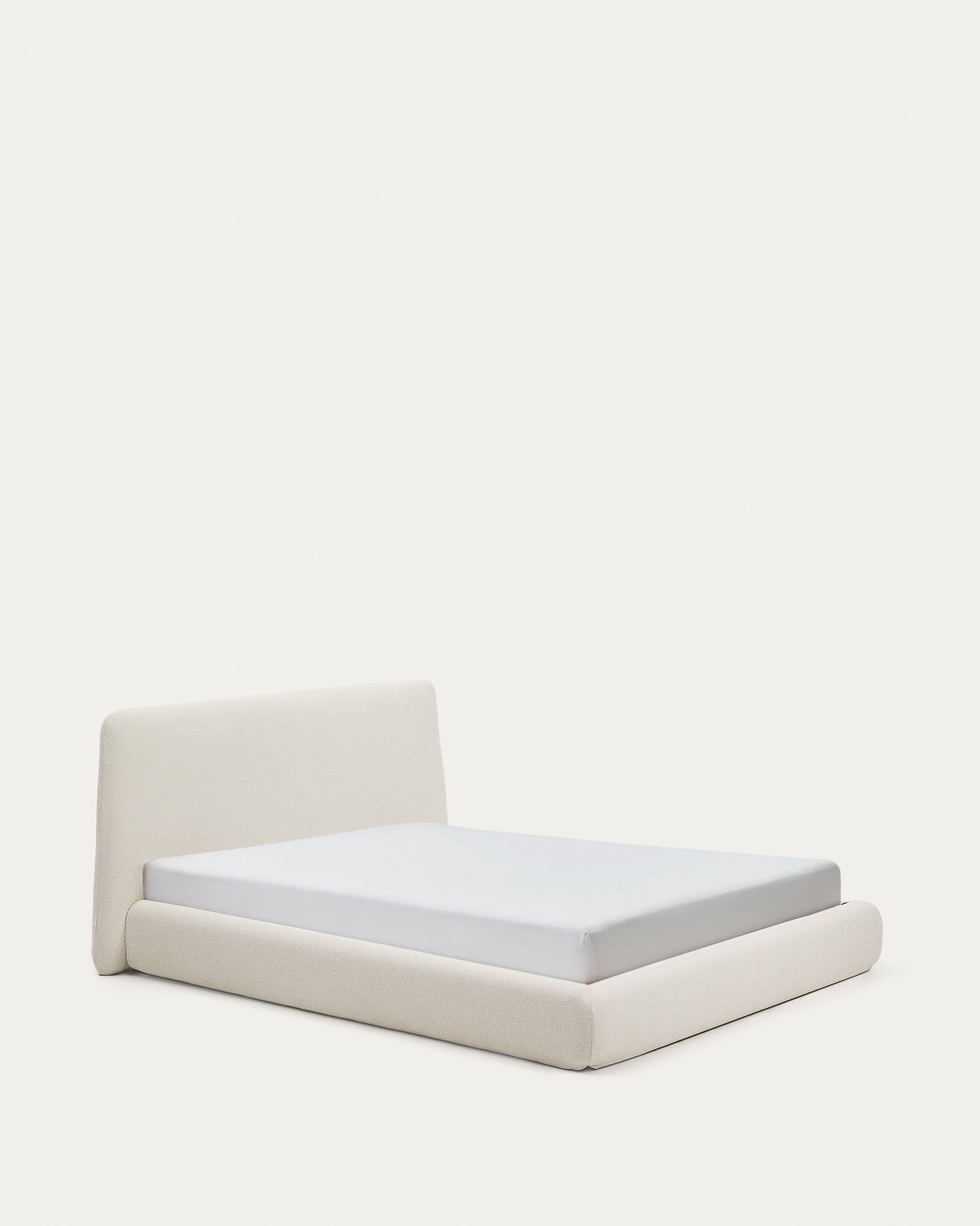 Martina bed with removable cover in ecru chenille for mattress 160 x 200cm - Product View