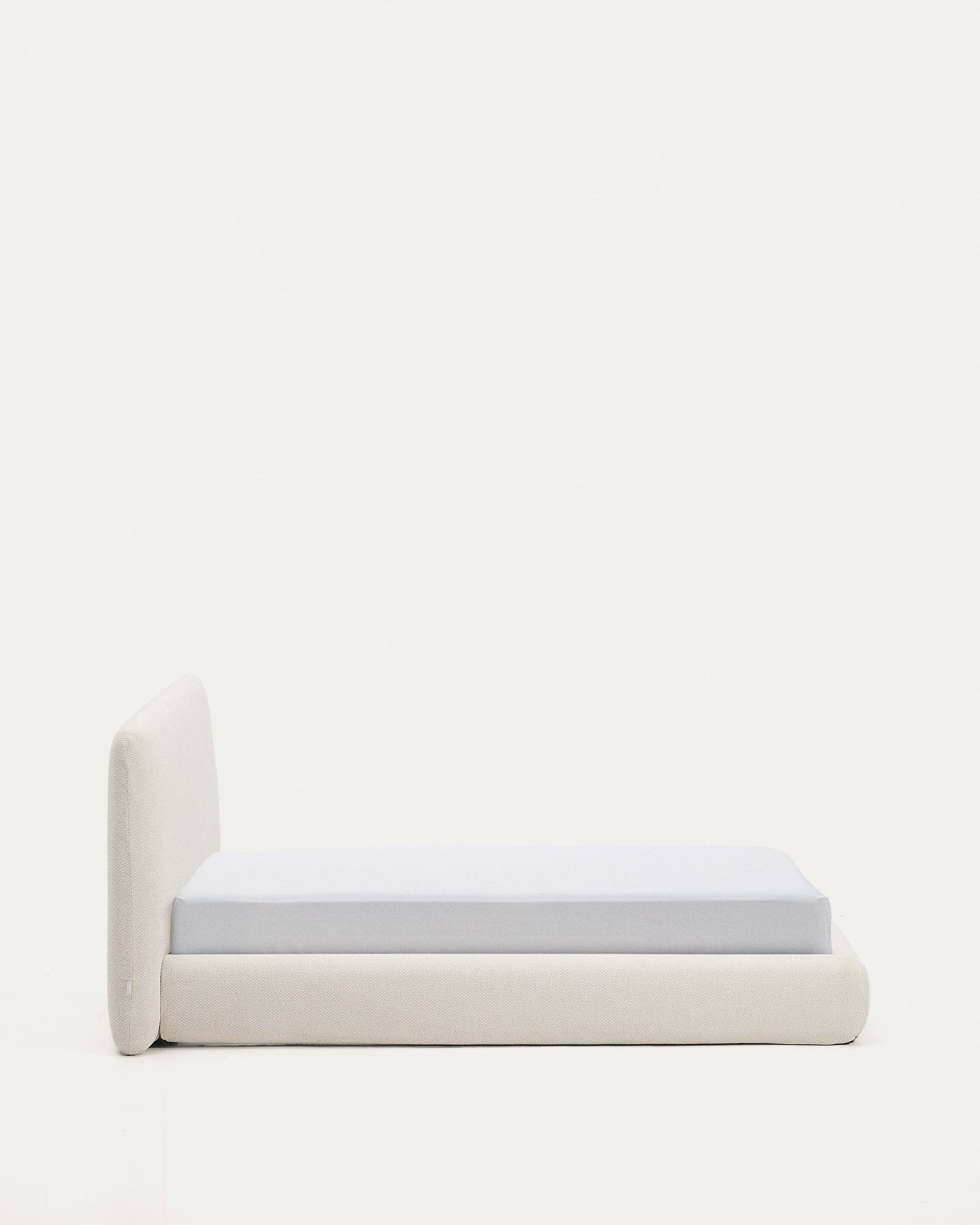Martina bed with removable cover in ecru chenille for mattress 160 x 200cm - Product View