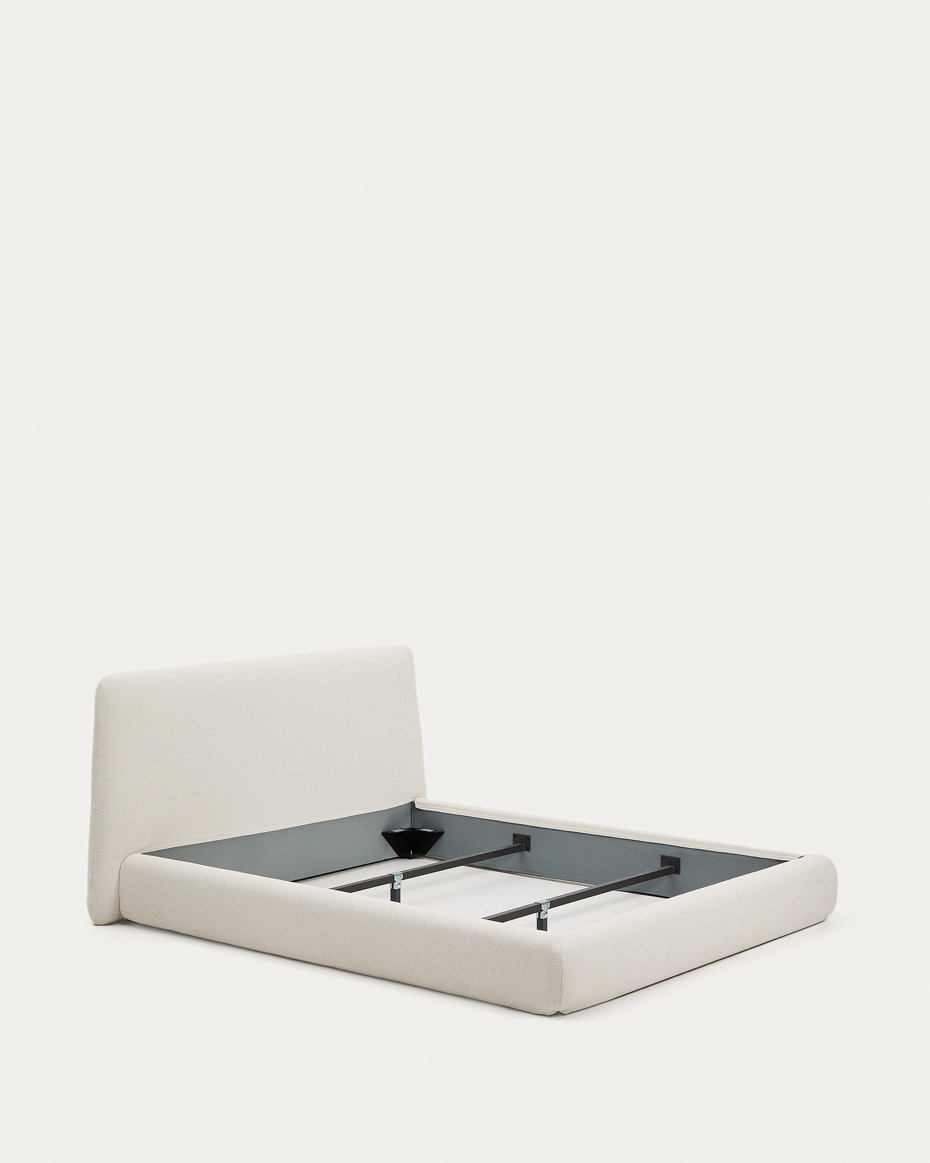Martina bed with removable cover in ecru chenille for mattress 160 x 200cm - Product View