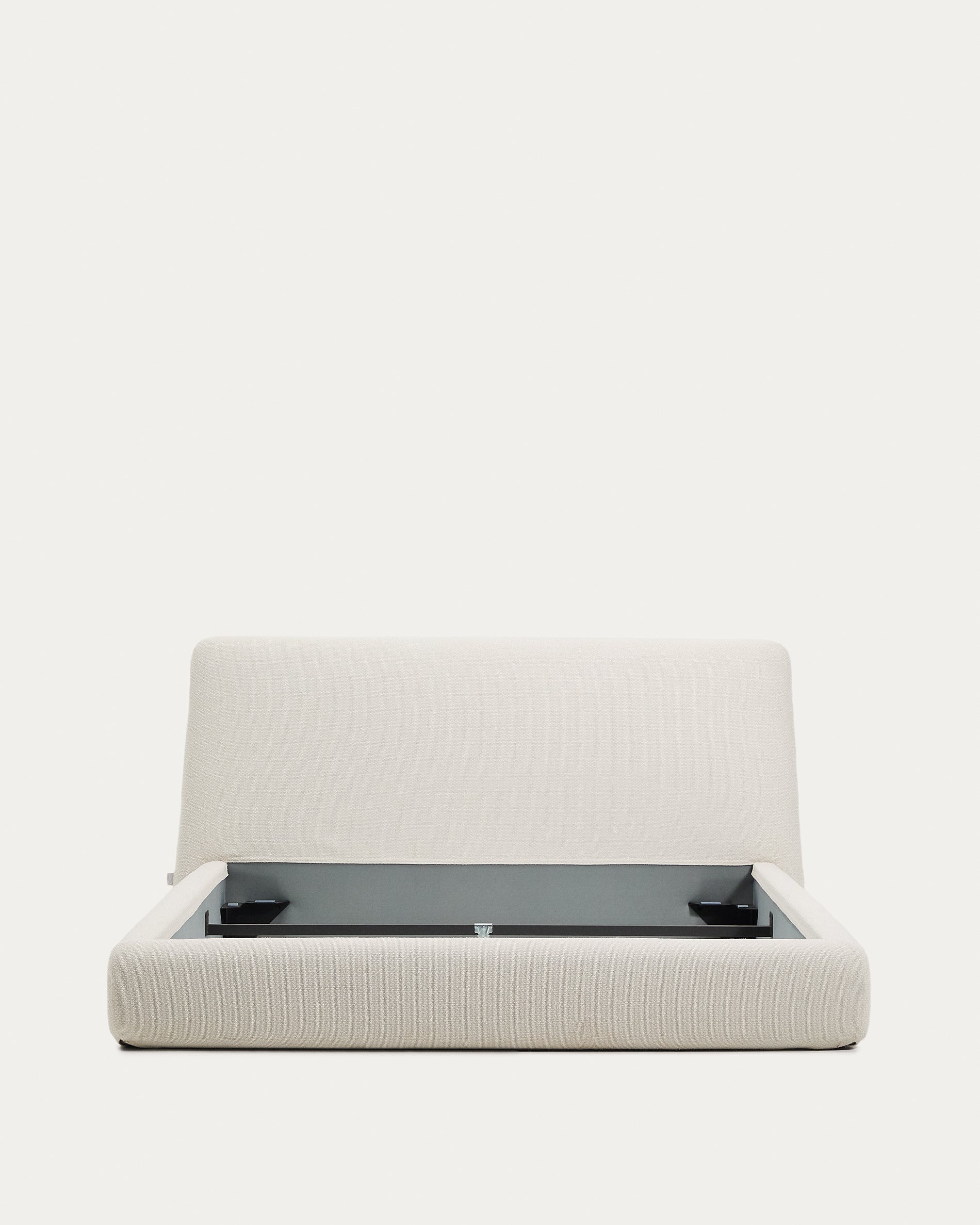 Martina bed with removable cover in ecru chenille for mattress 160 x 200cm - Product View