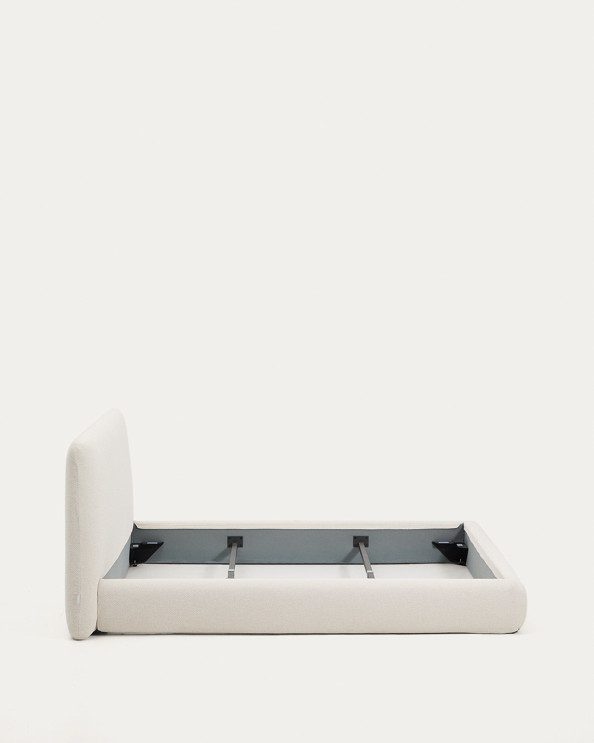Martina bed with removable cover in ecru chenille for mattress 160 x 200cm - Product View