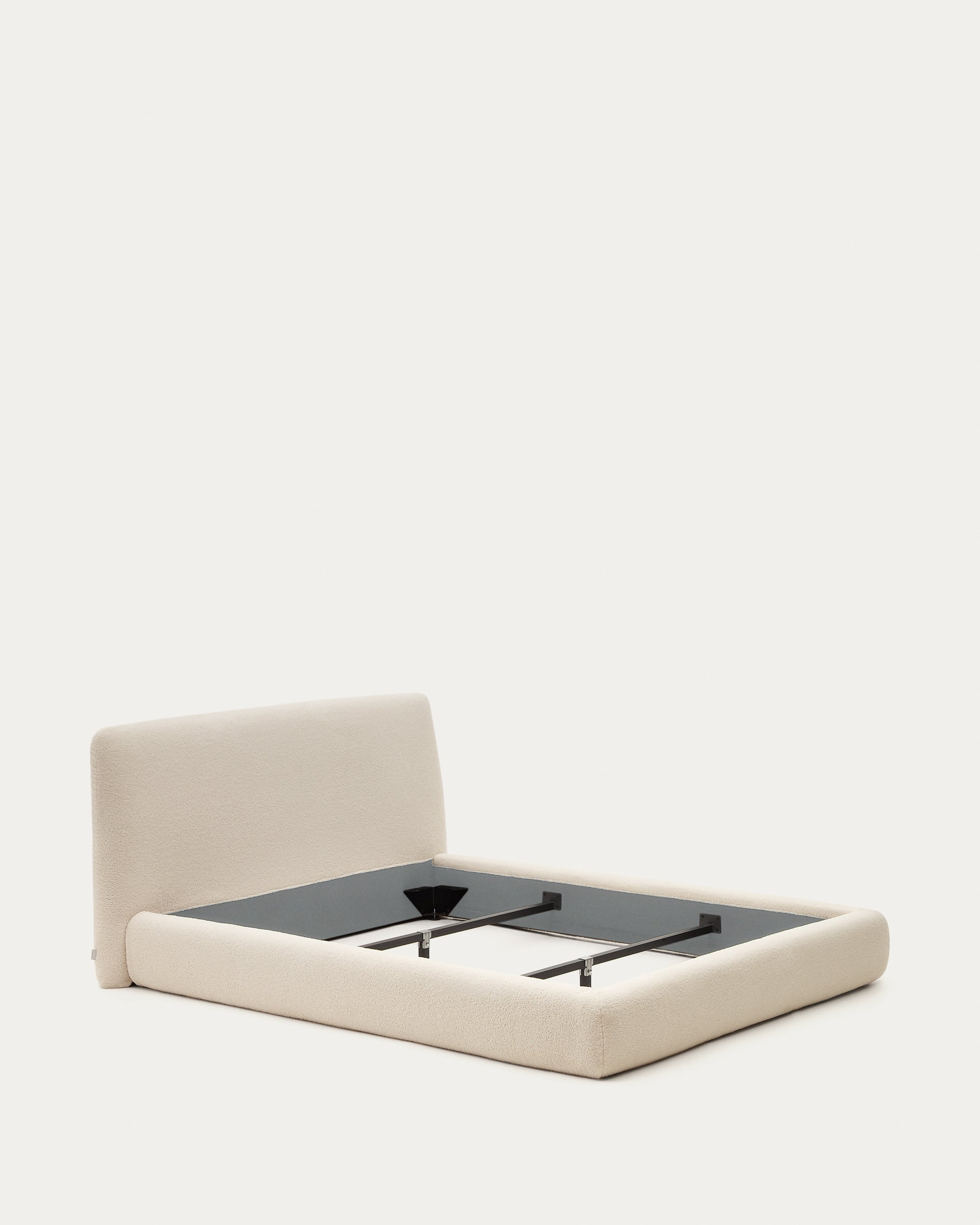 Martina bed with ecru bouclé removable cover for 180 x 200 cm mattress FSC Mix Credit - Product View