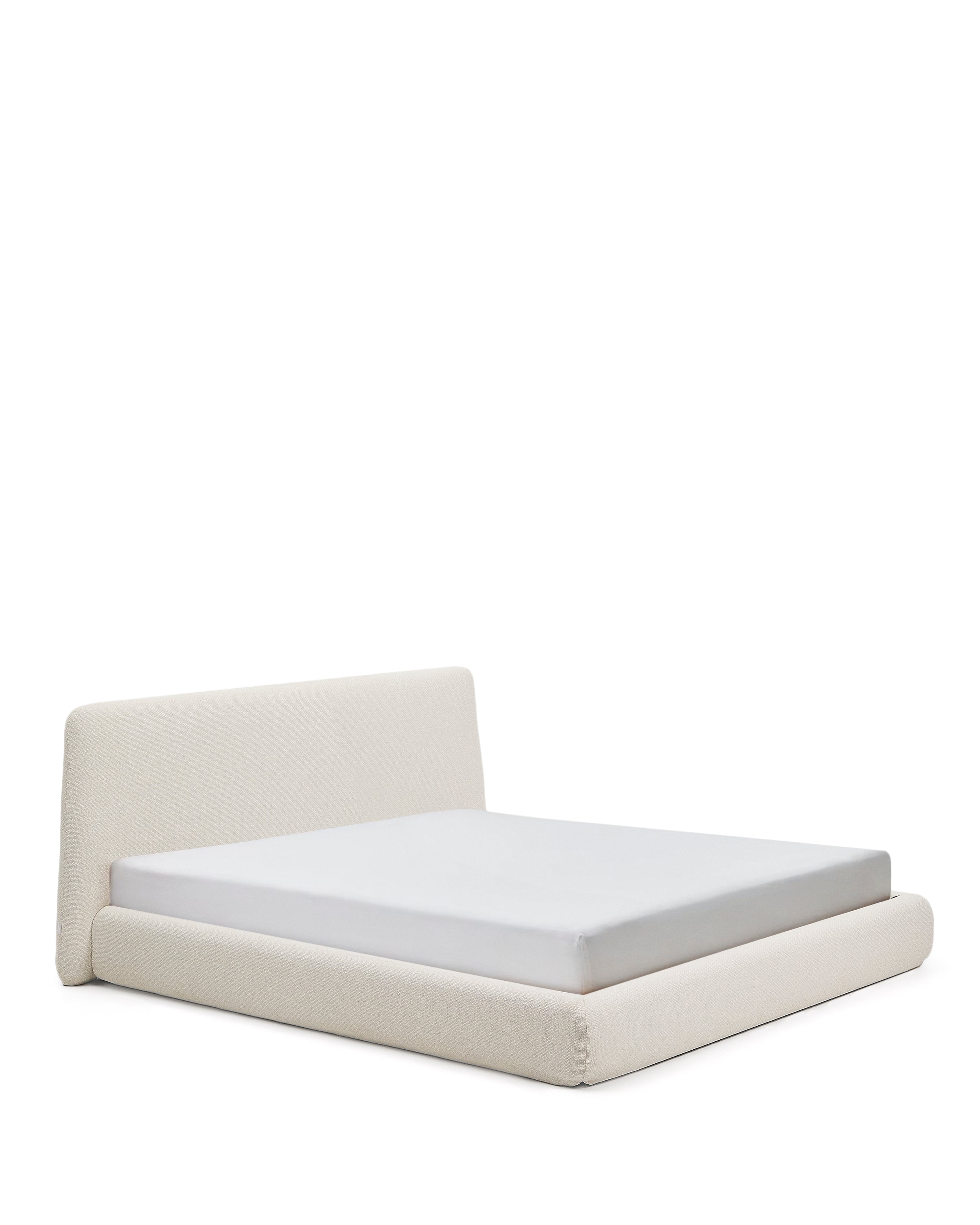 Martina bed with removable cover in ecru chenille for mattress 180 x 200cm - Product Image