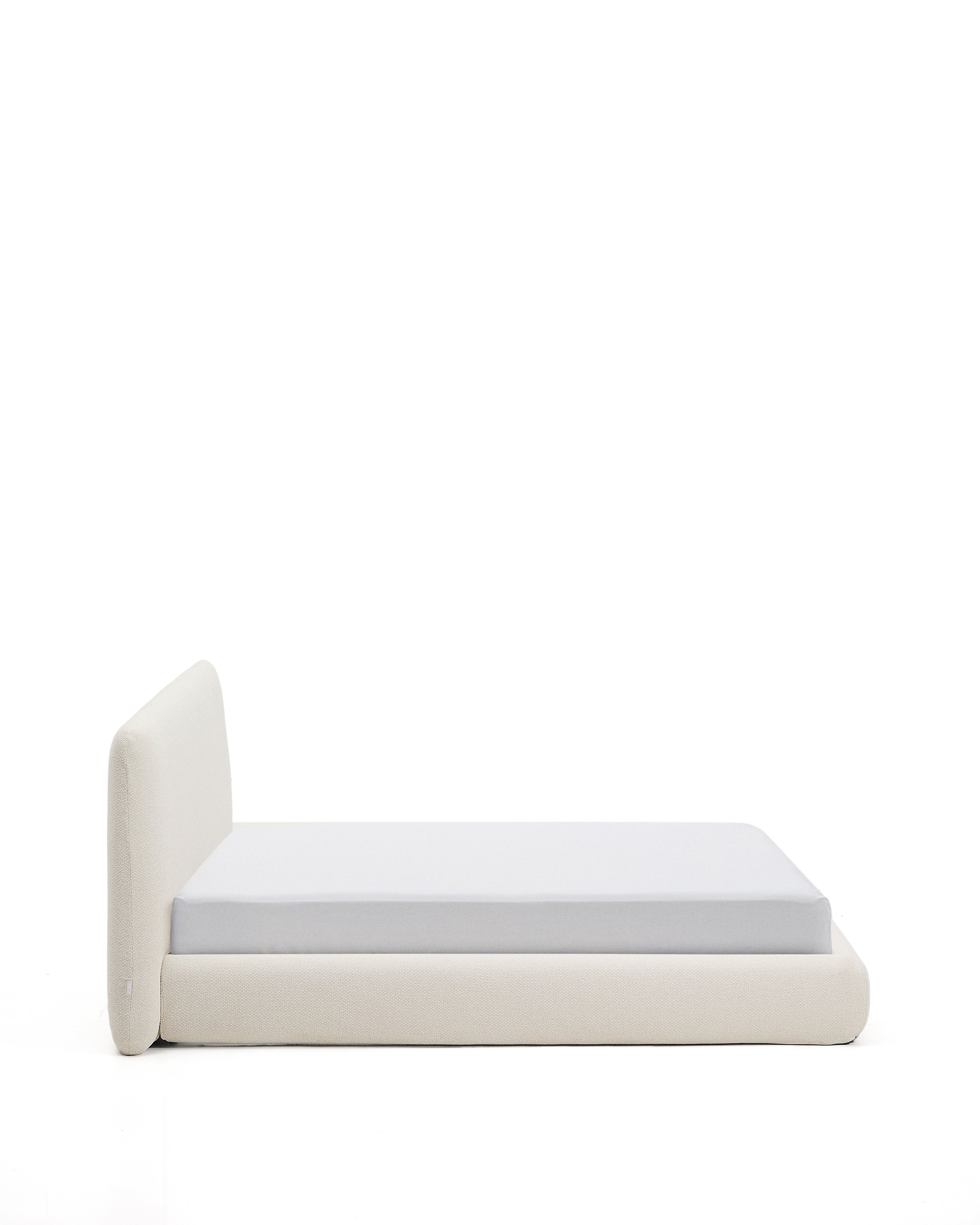 Martina bed with removable cover in ecru chenille for mattress 180 x 200cm - Product Image