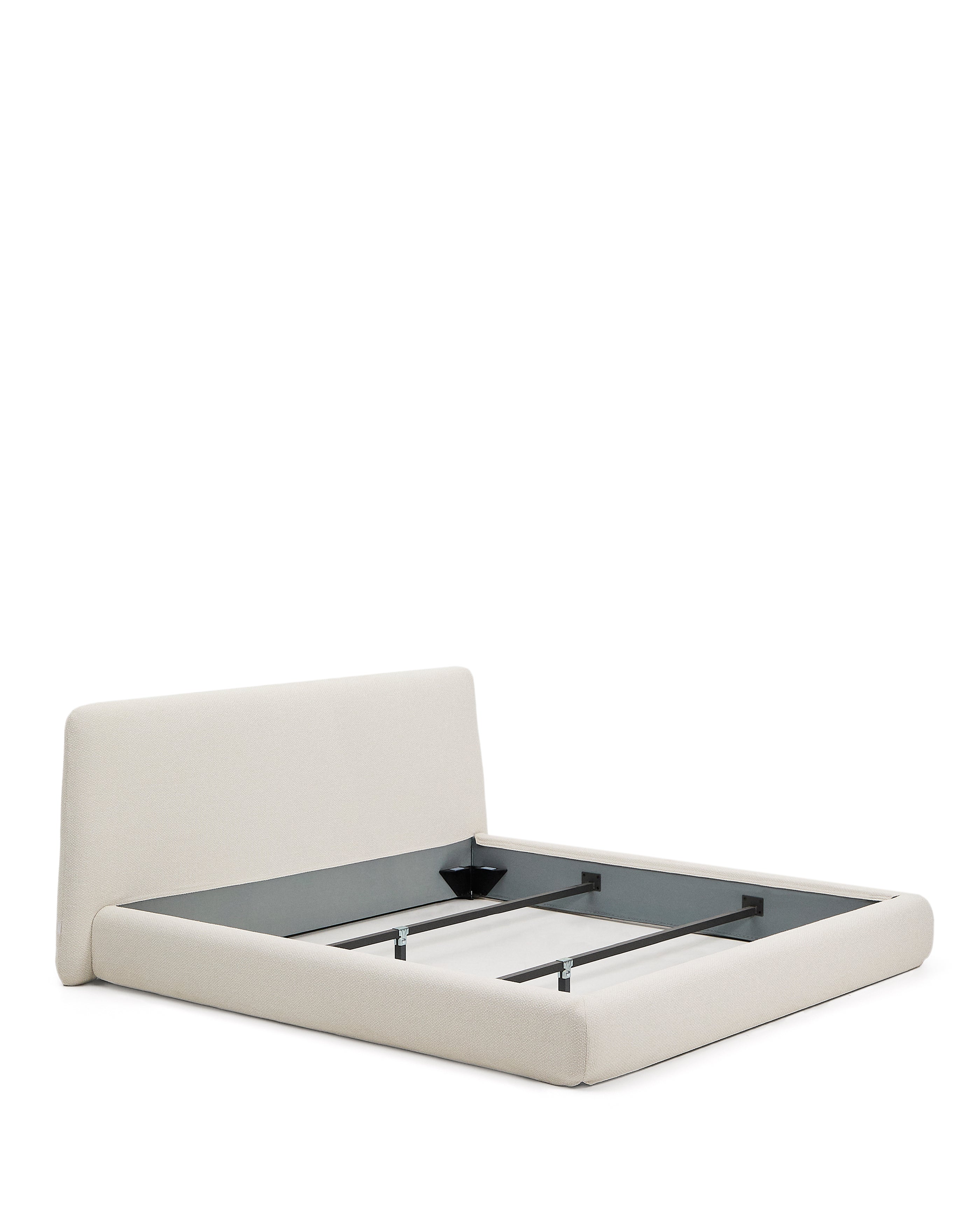 Martina bed with removable cover in ecru chenille for mattress 180 x 200cm - Product Image
