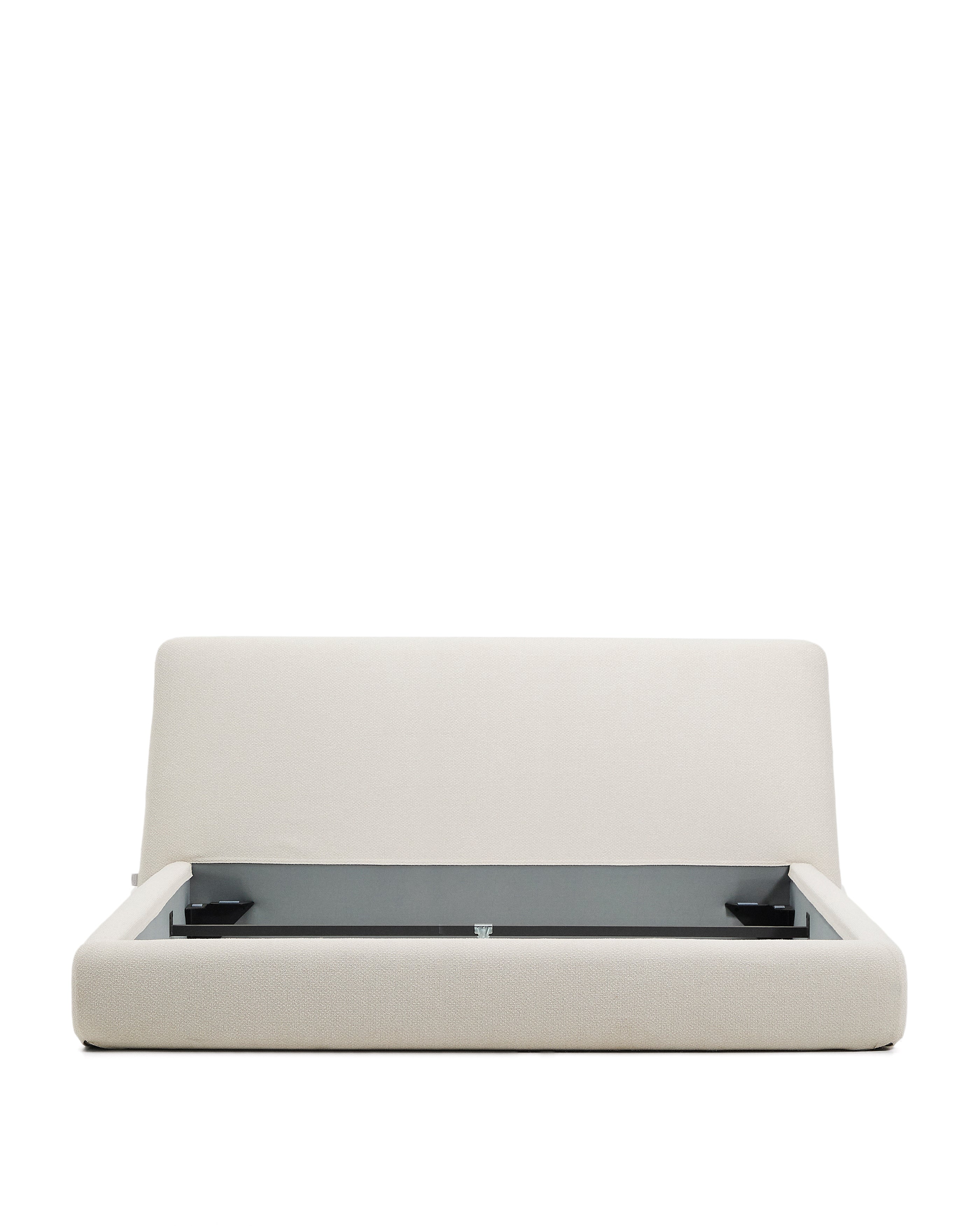 Martina bed with removable cover in ecru chenille for mattress 180 x 200cm - Product Image