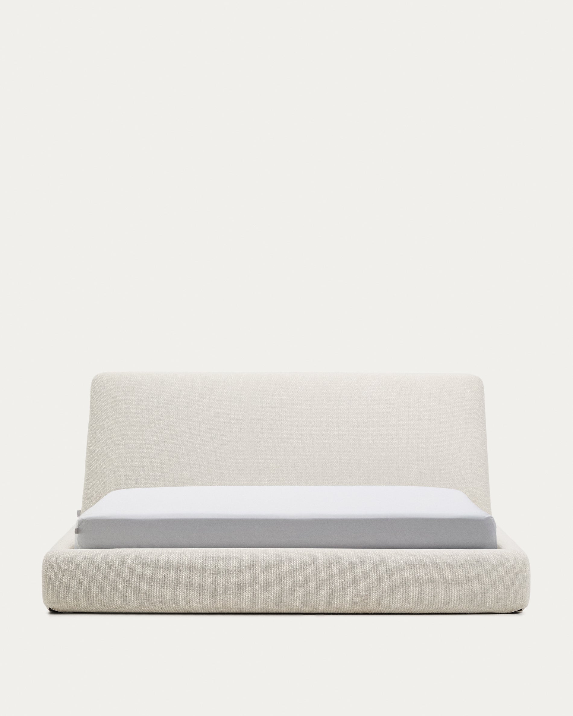 Martina bed with removable cover in ecru chenille for mattress 180 x 200cm - Product View