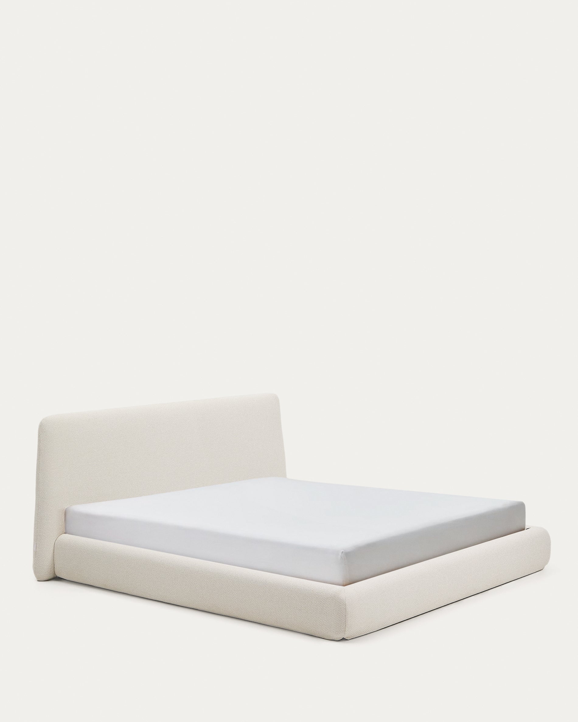 Martina bed with removable cover in ecru chenille for mattress 180 x 200cm - Product View