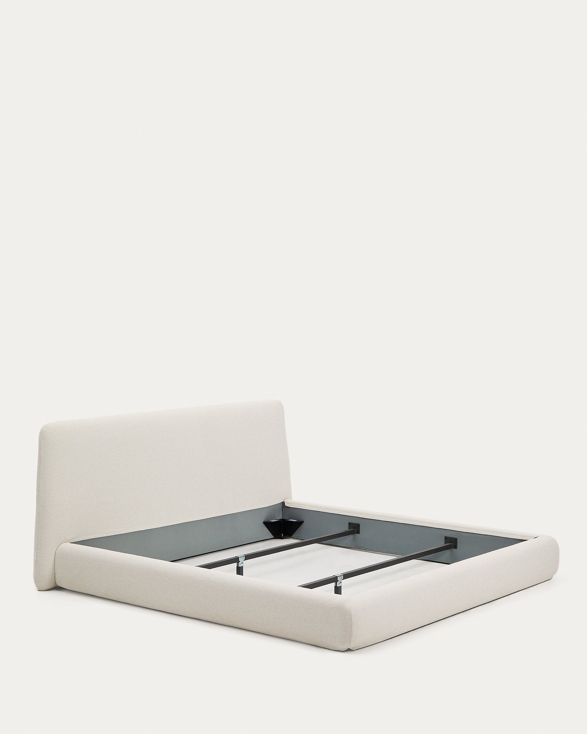 Martina bed with removable cover in ecru chenille for mattress 180 x 200cm - Product View