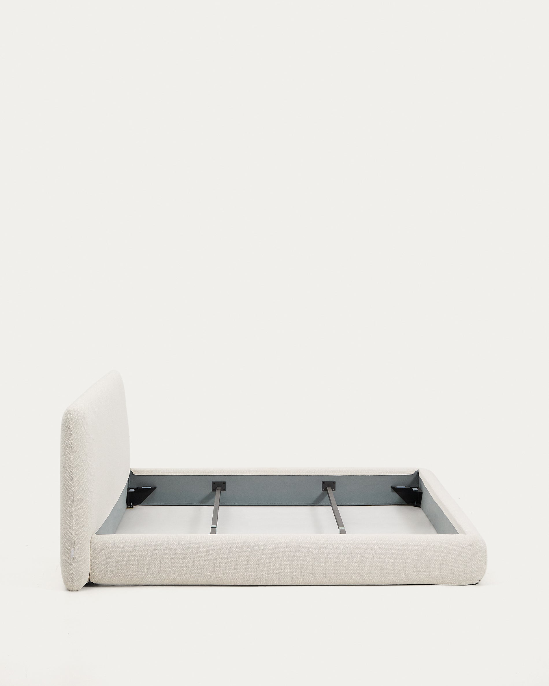 Martina bed with removable cover in ecru chenille for mattress 180 x 200cm - Product View