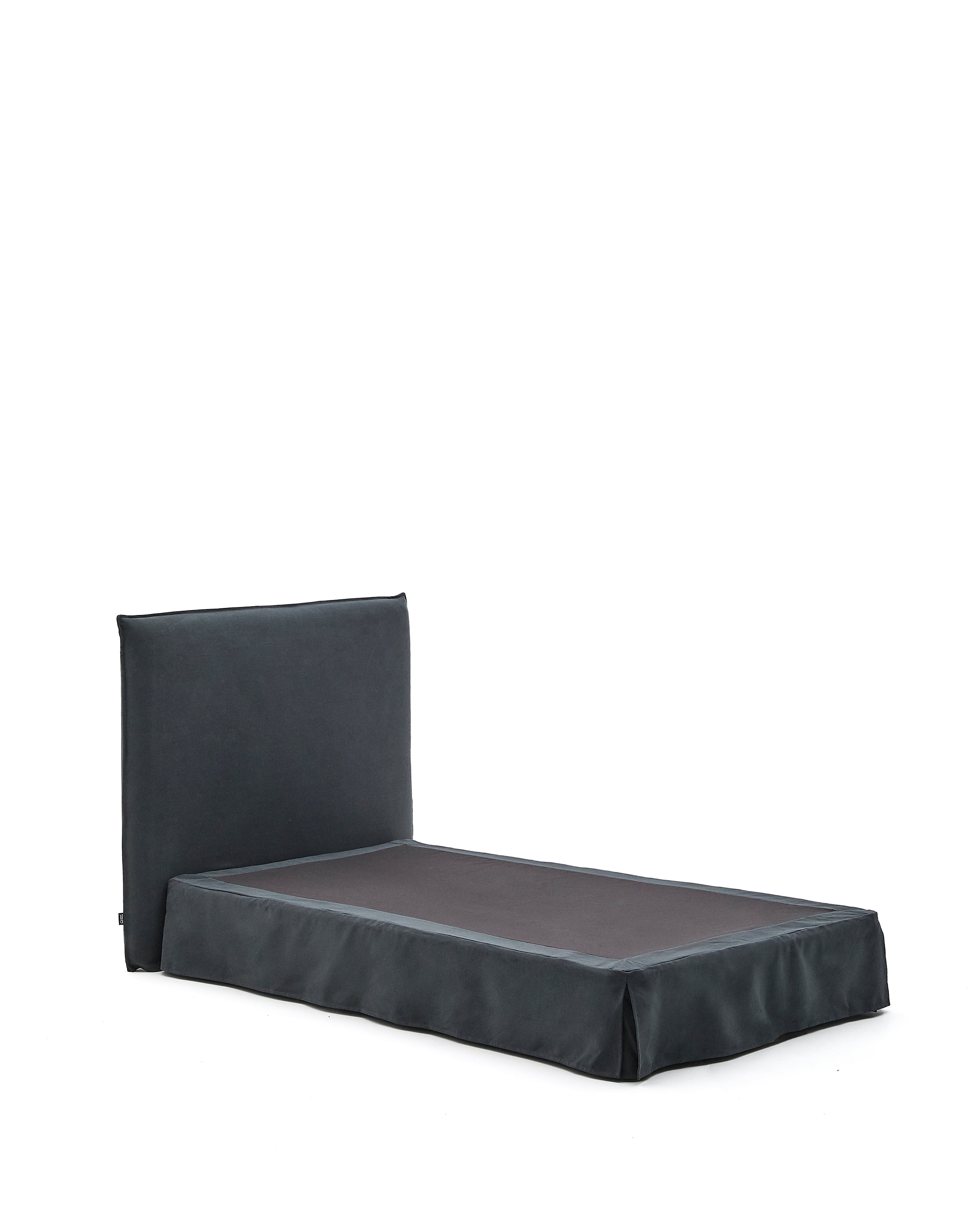 Anthracite grey linen and cotton Jaira bed with removable cover for a 90 x 200 cm FSC Mix Credit mattress - Product Image