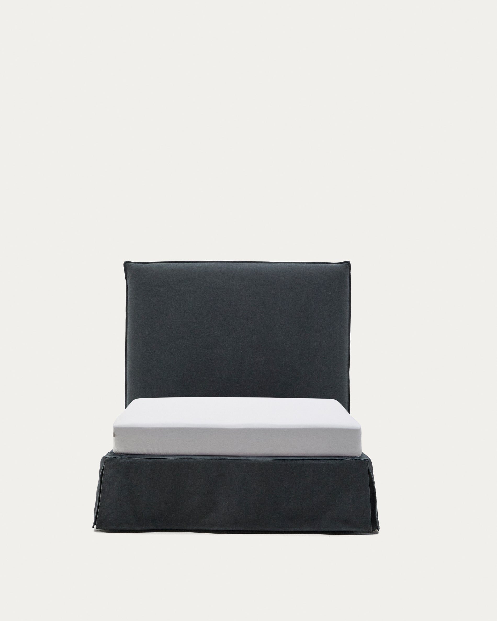 Anthracite grey linen and cotton Jaira bed with removable cover for a 90 x 200 cm FSC Mix Credit mattress - Product View