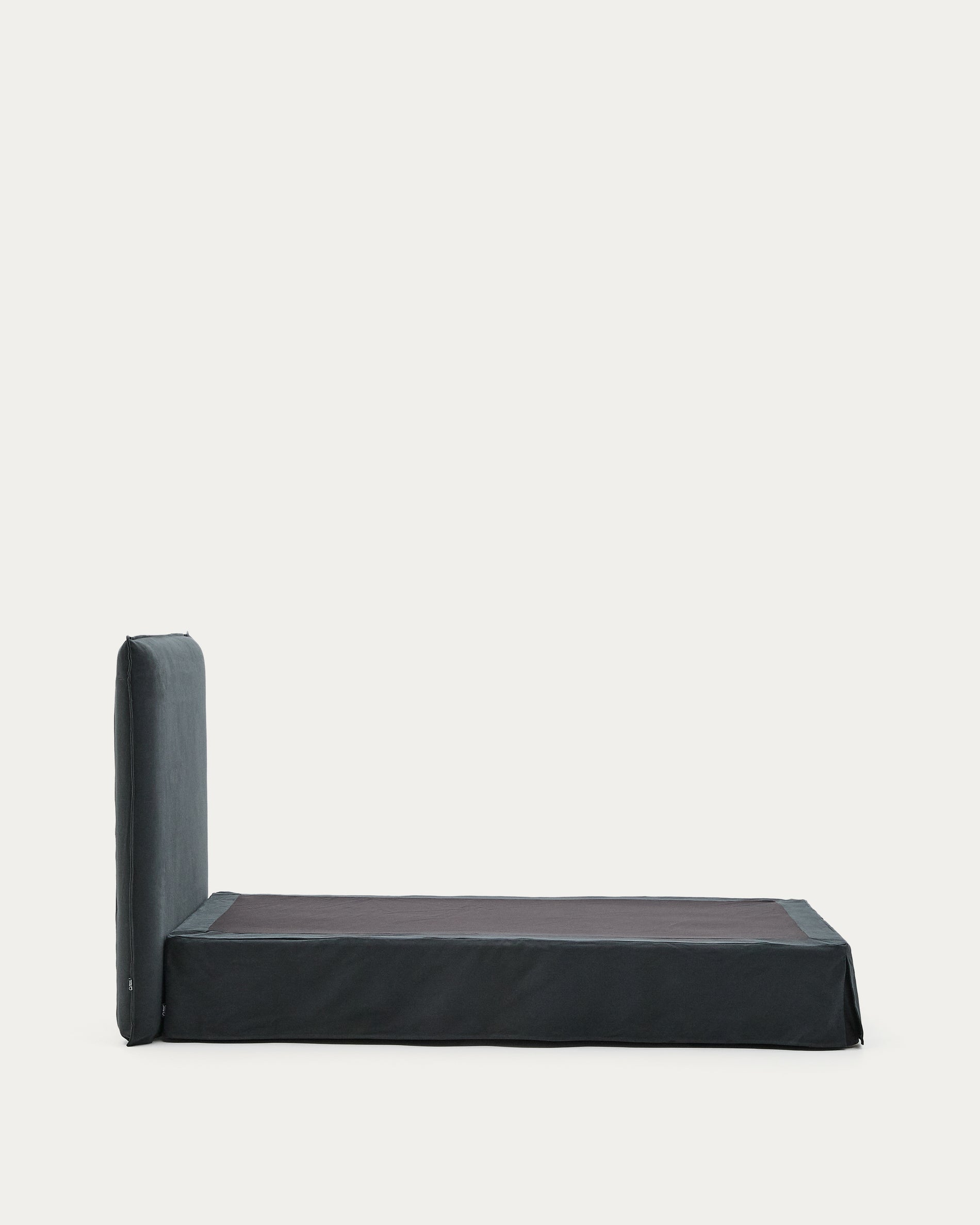 Anthracite grey linen and cotton Jaira bed with removable cover for a 90 x 200 cm FSC Mix Credit mattress - Product View