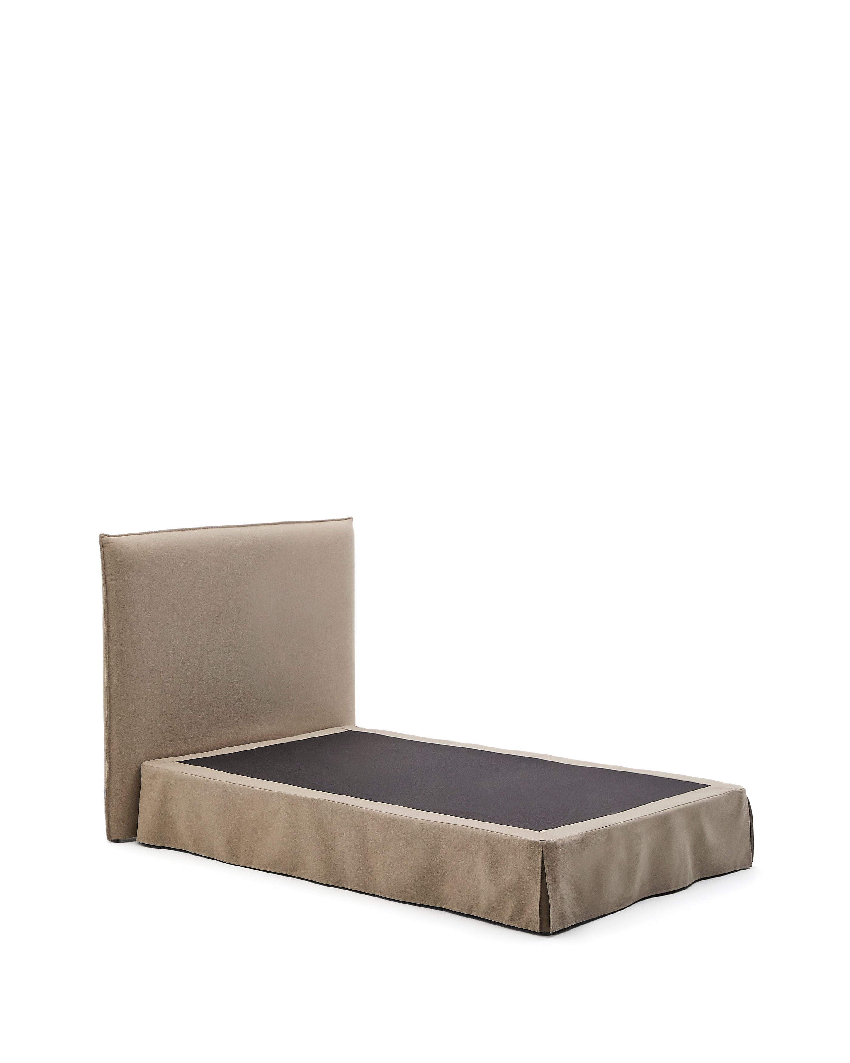 Jaira bed with removable linen and cotton cover in taupe for a 90 x 200 cm FSC Mix Credit mattress - Product Image
